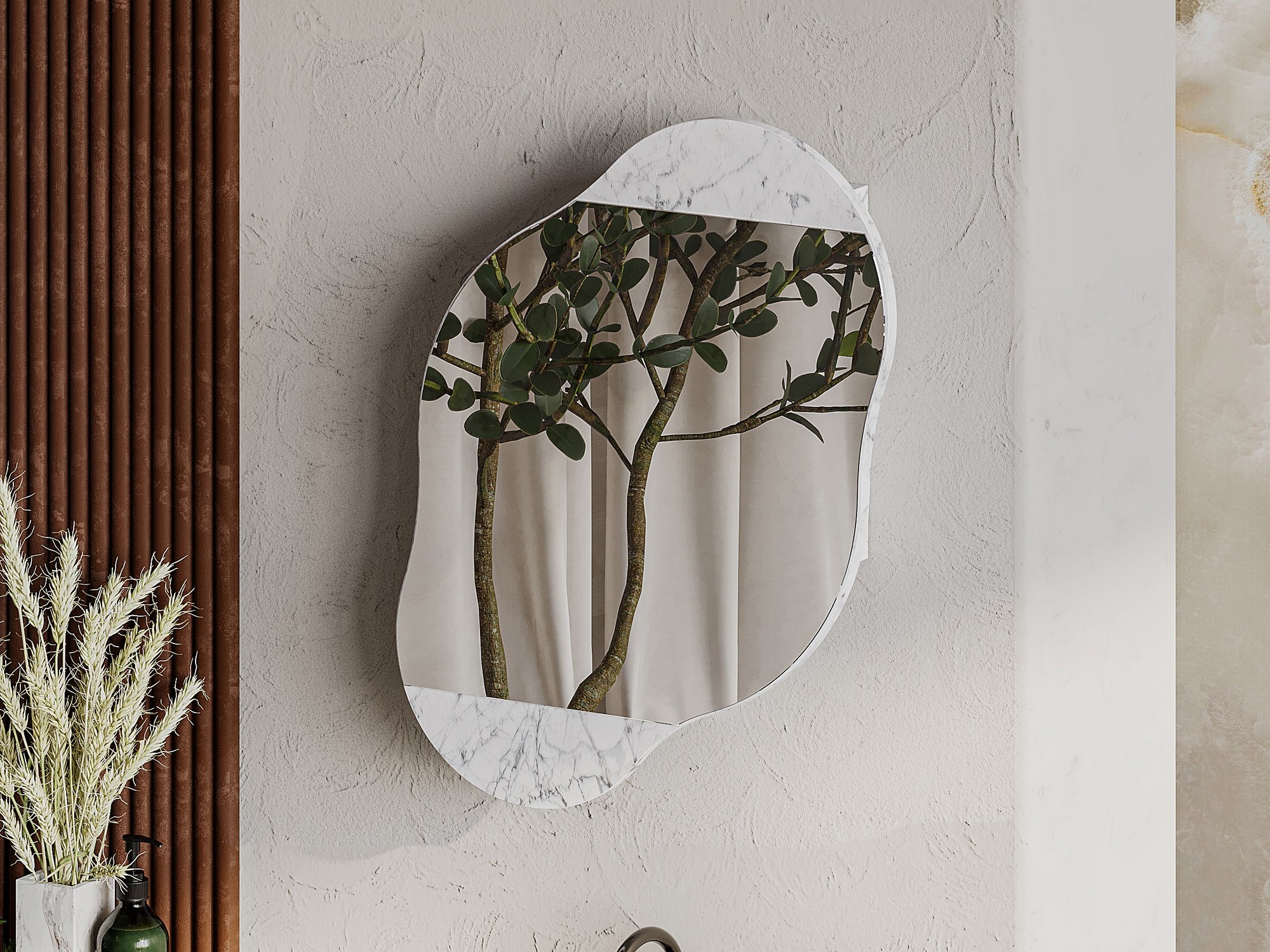 Kopalniška omarica z ogledalom Kailua 2711 (Beli marmor)