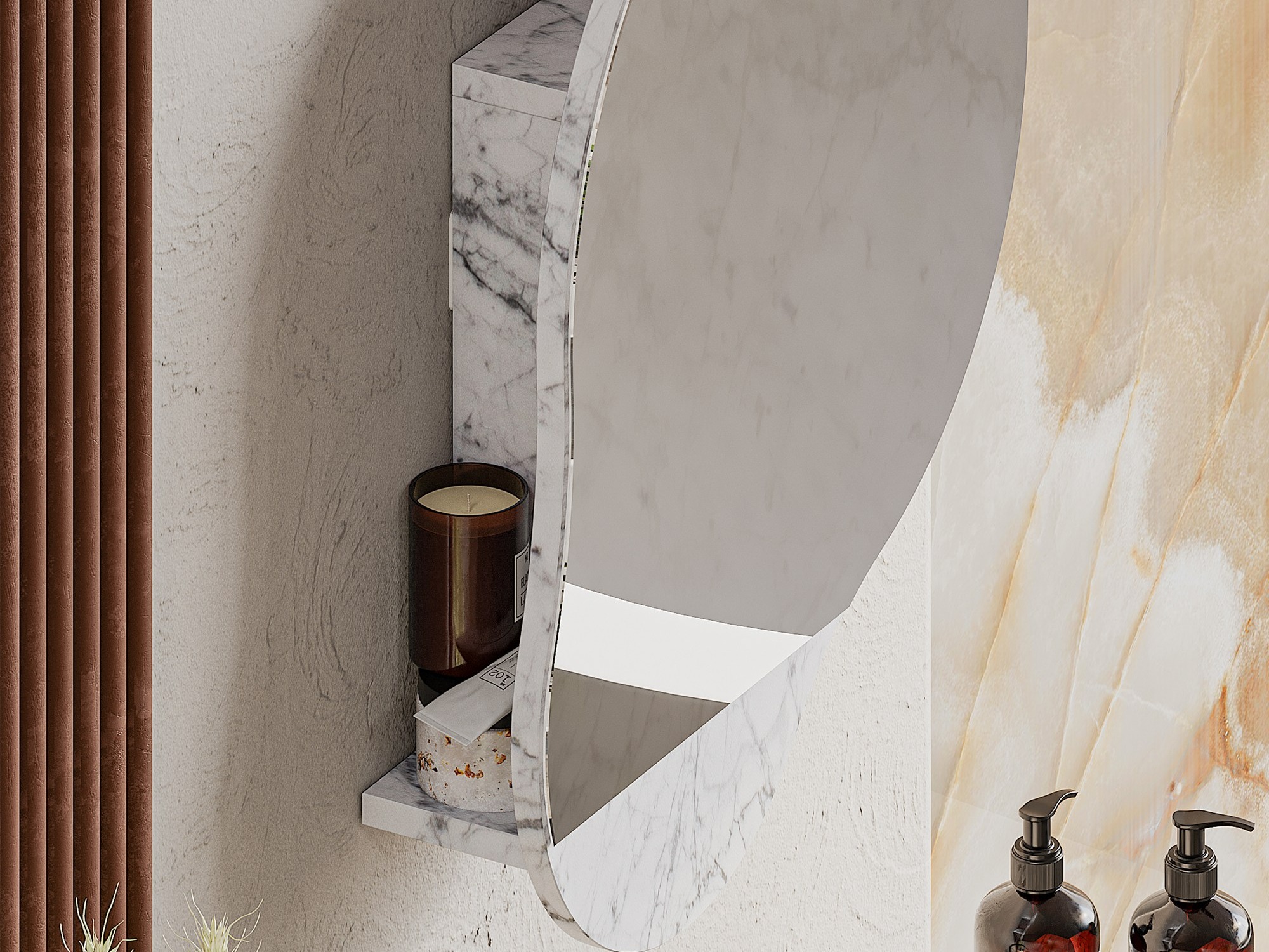 Kopalniška omarica z ogledalom Kailua 2711 (Beli marmor)