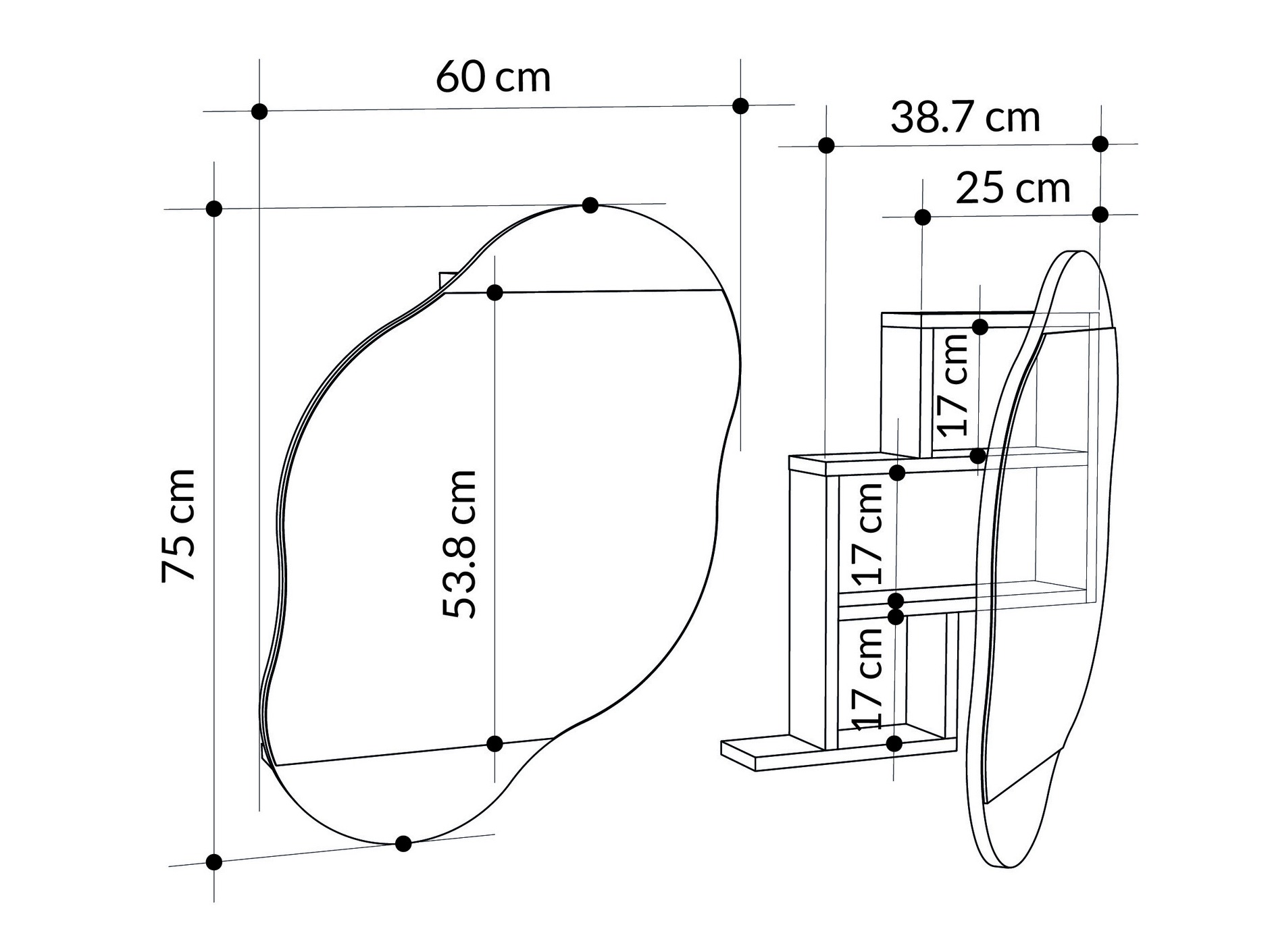 Kopalniška omarica z ogledalom Kailua 2711 (Beli marmor)