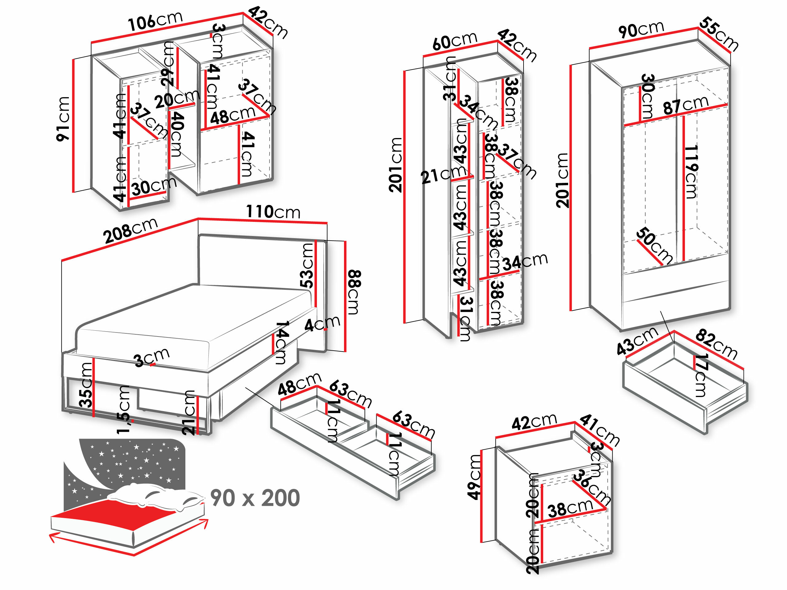 Komplet spalnic Tivseva 114
