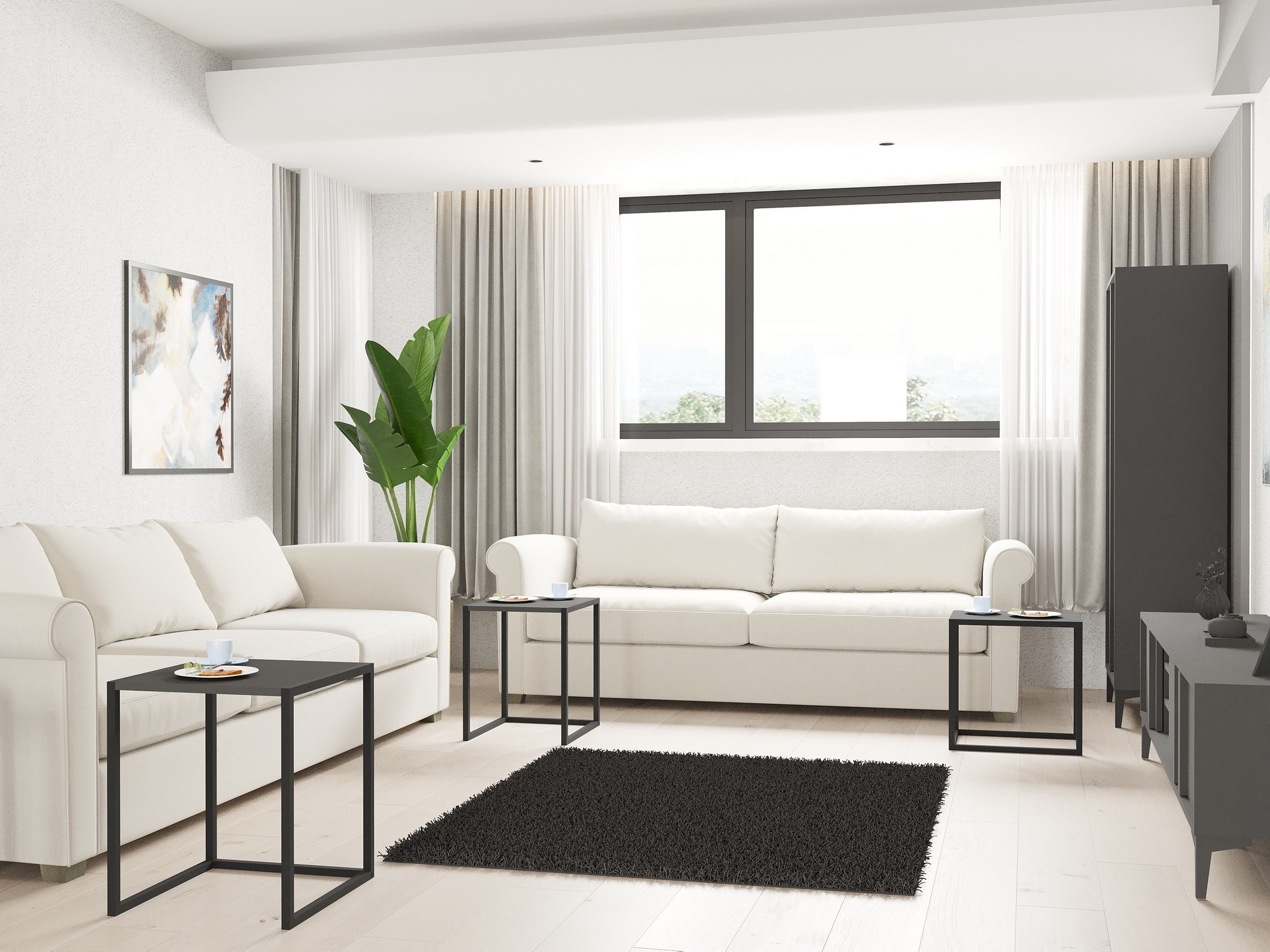 Komplet stranskih mizic Kailua 2721 (Črna + Antracit)