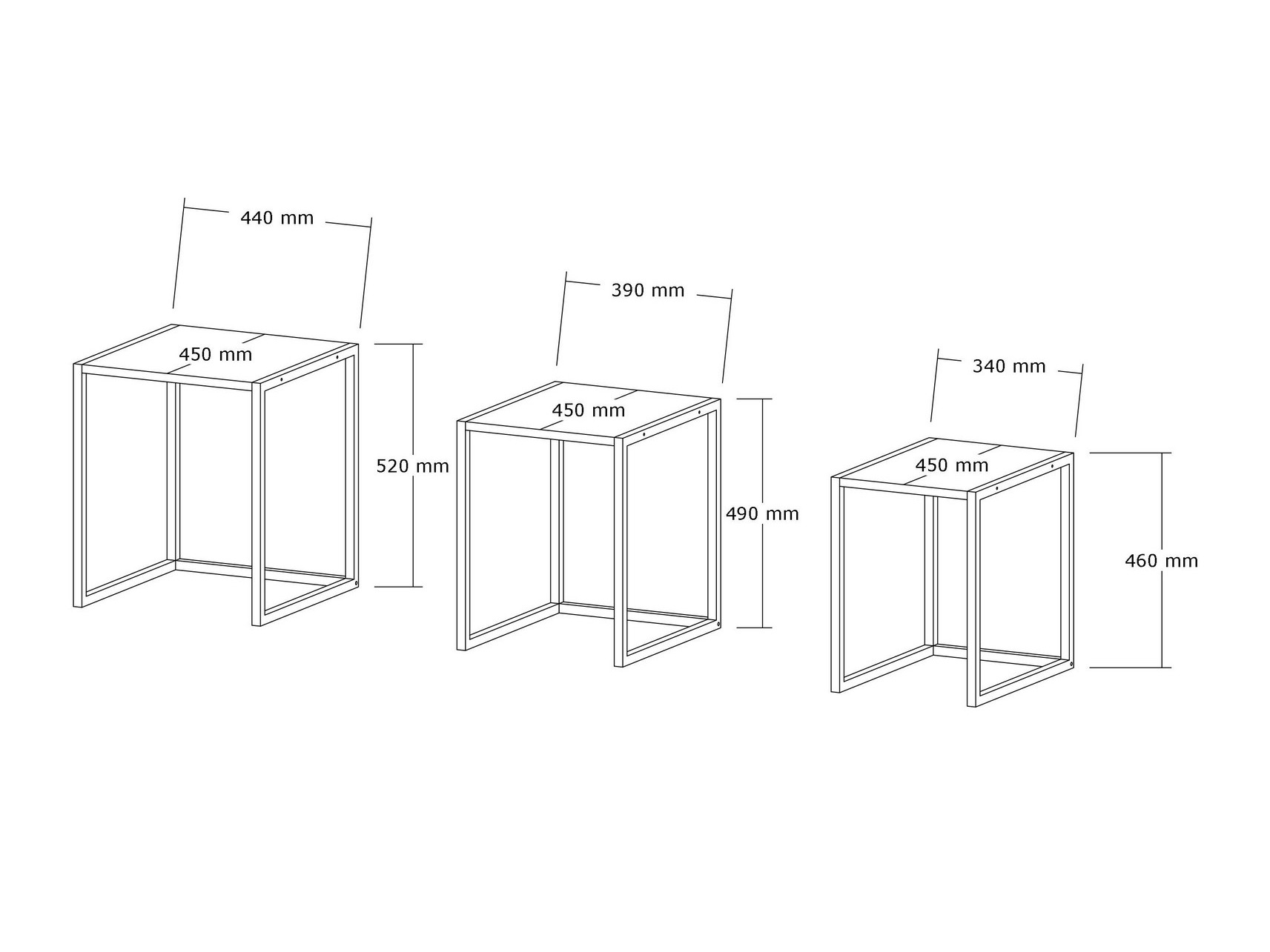 Komplet stranskih mizic Kailua 2721 (Črna + Antracit)