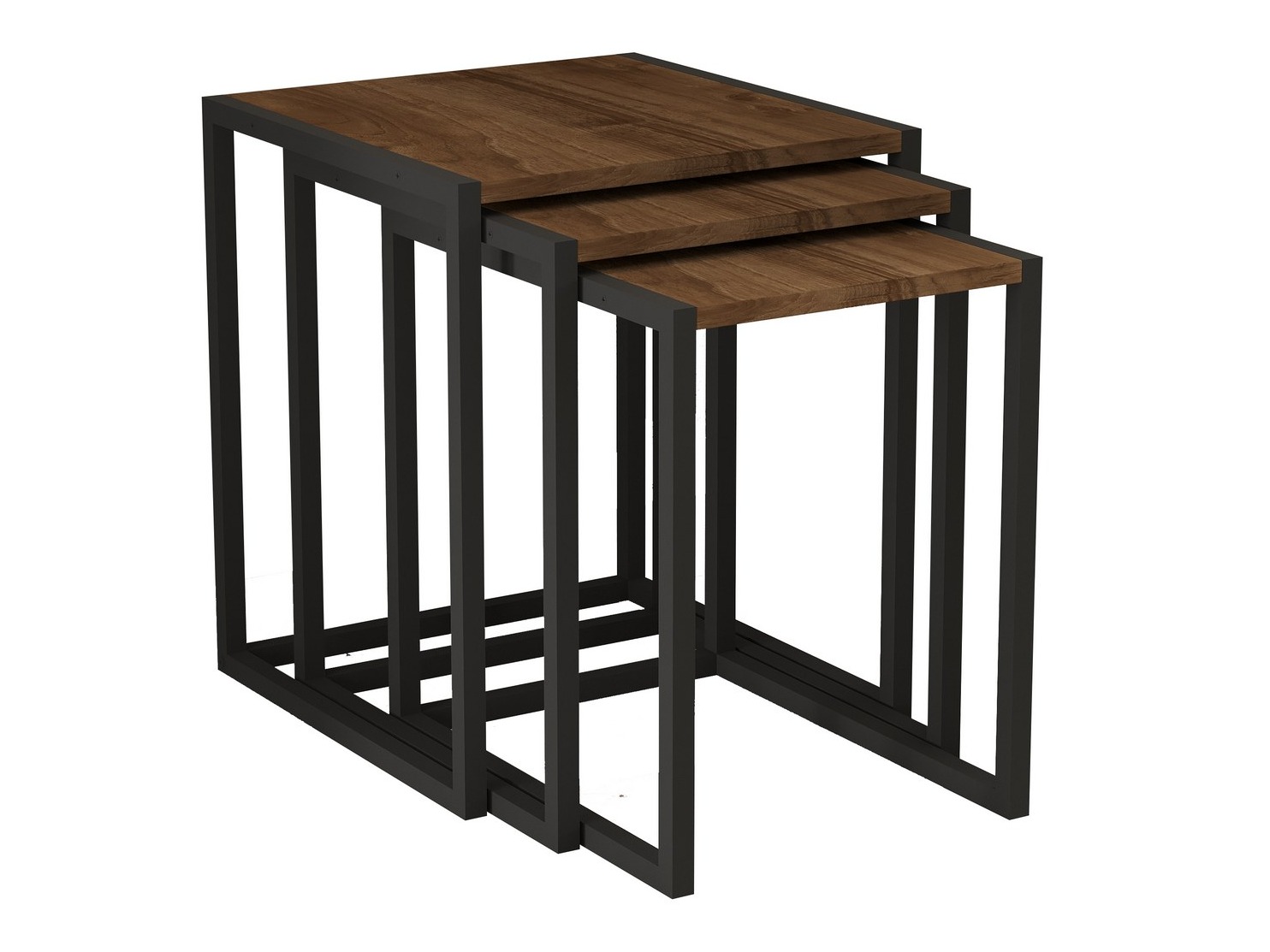 Komplet stranskih mizic Kailua 2721 (Črna + Oreh)