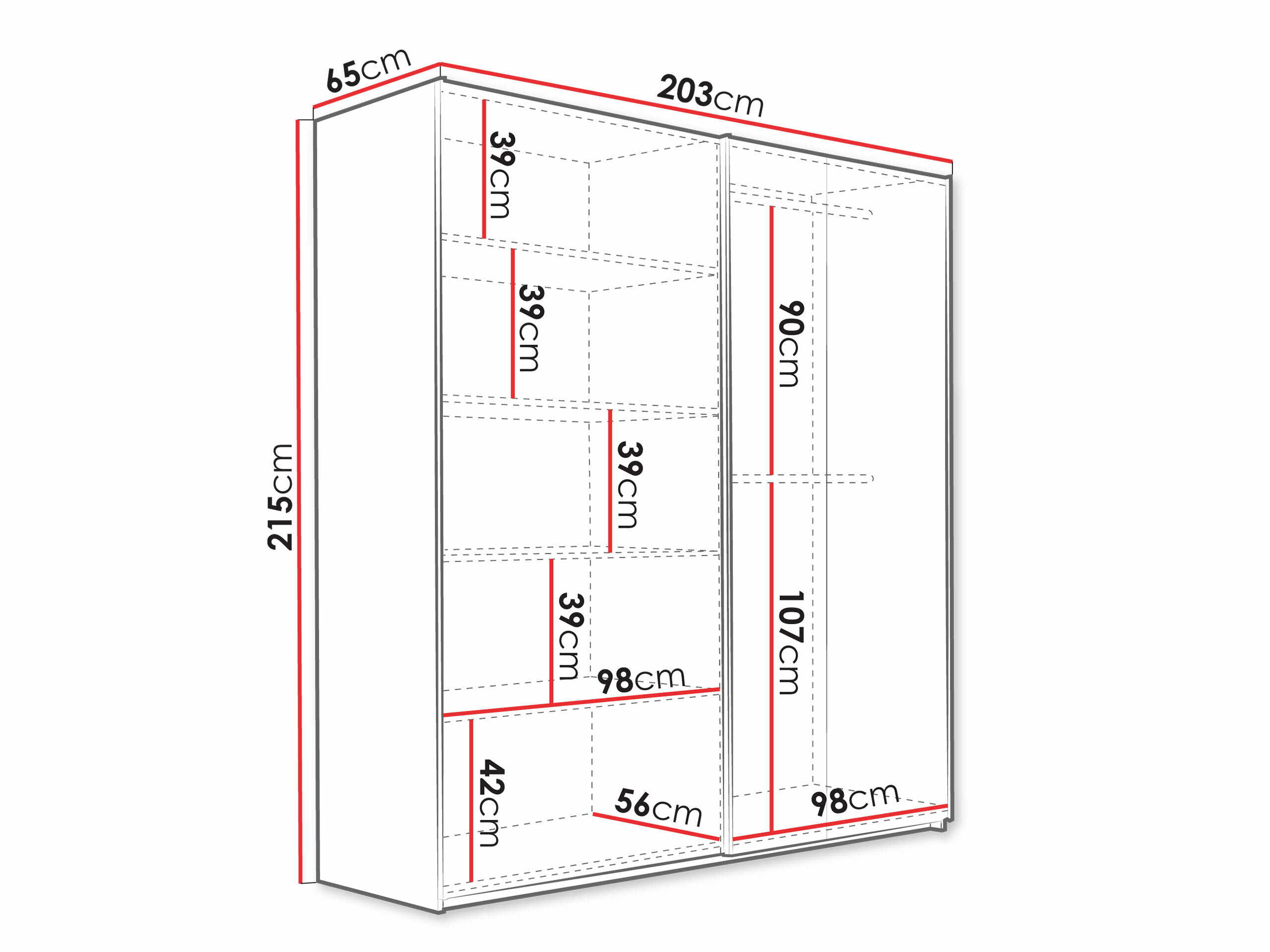 Garderobna omara Honolulu 253 (Bela + Wotan hrast)