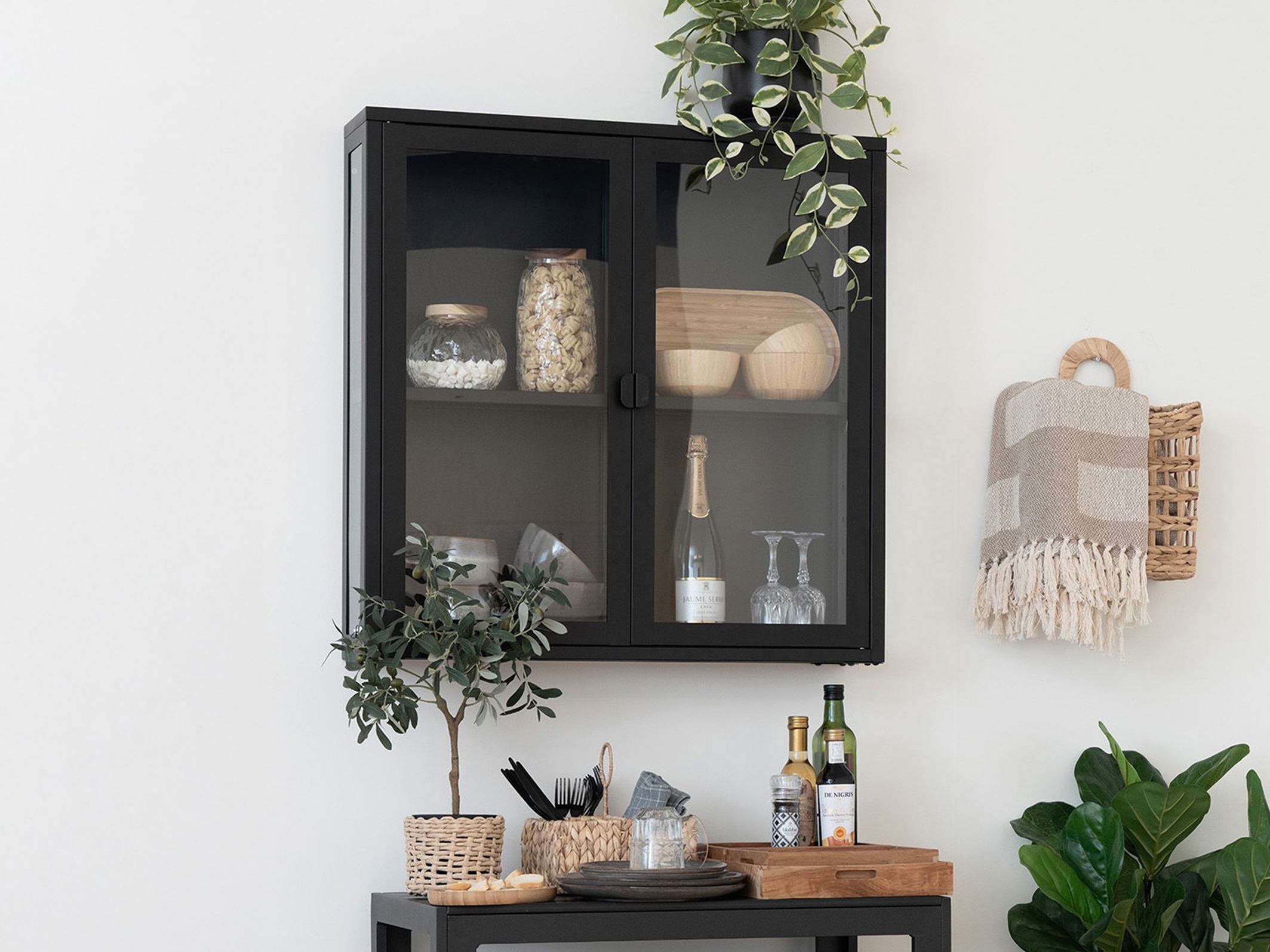 Stenska omarica Romtolo 100 (Črna)