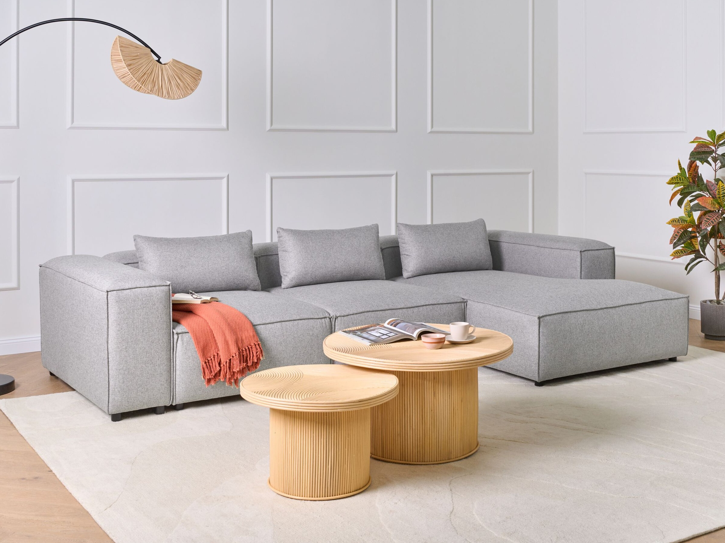 Modularna kotna sedežna garnitura Avialu 100 (Siva)