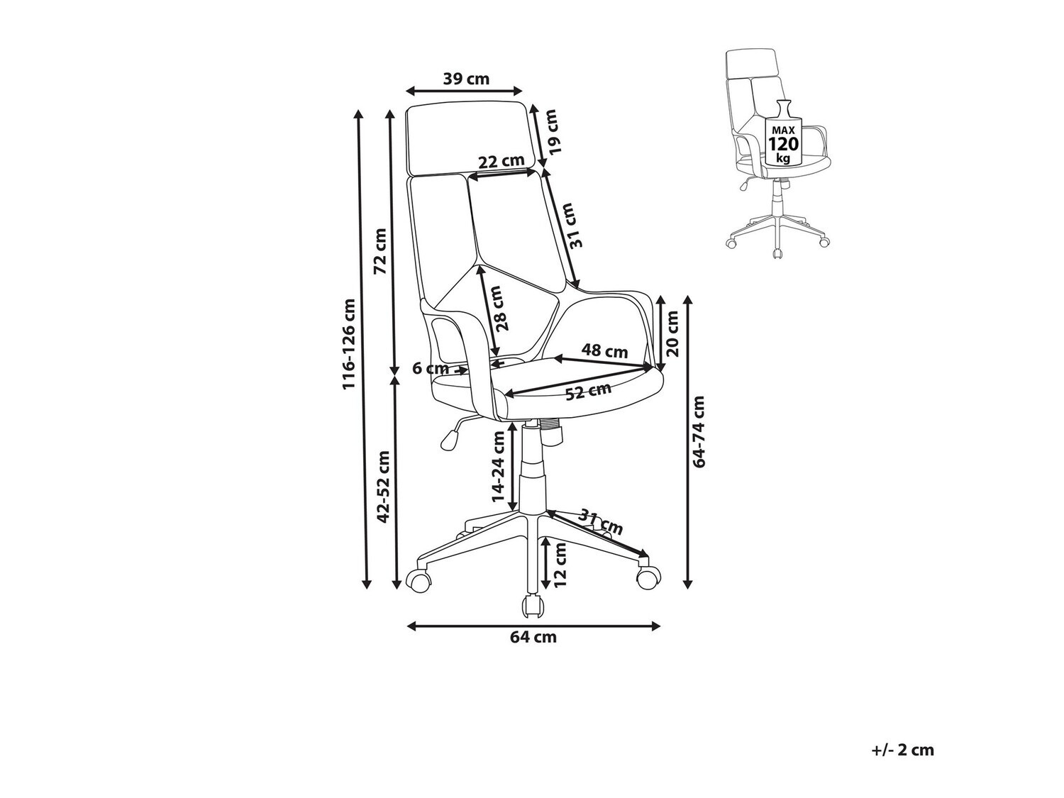 Pisarniški stol Berwyn 208 (Bela + Roza)