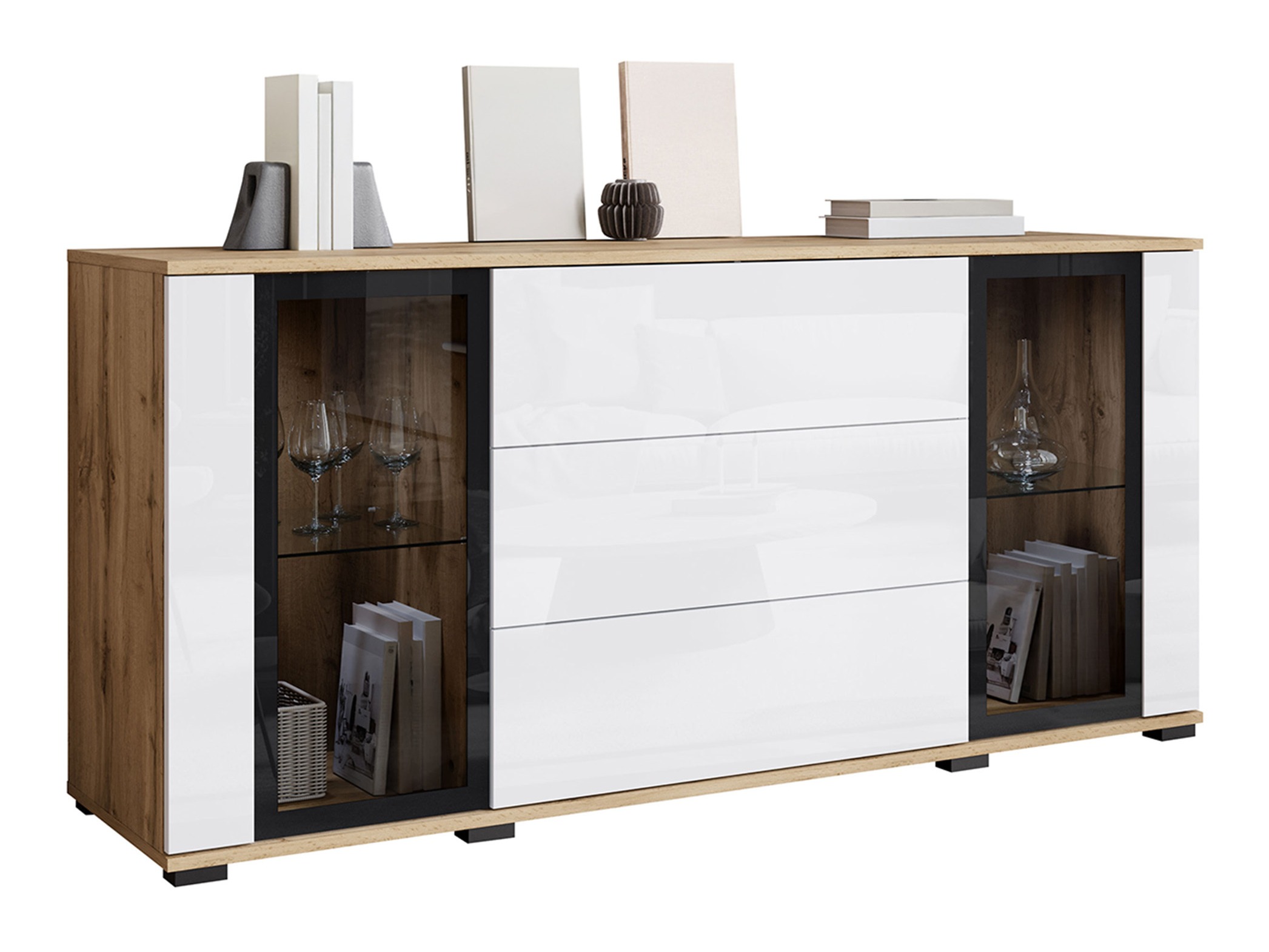 Komoda Torcame 101 (Wotan hrast + Sijaj bela)