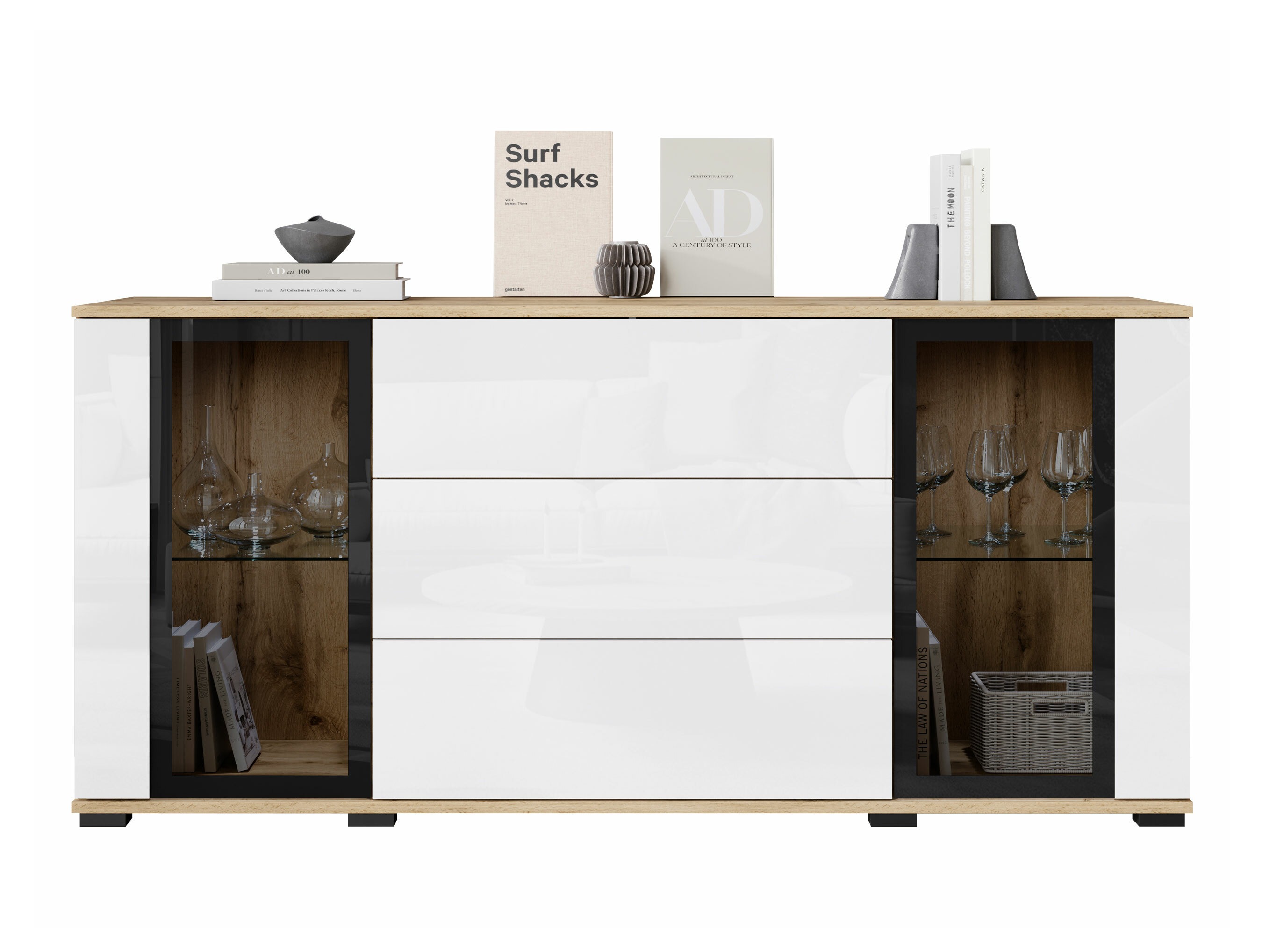 Komoda Torcame 101 (Wotan hrast + Sijaj bela)