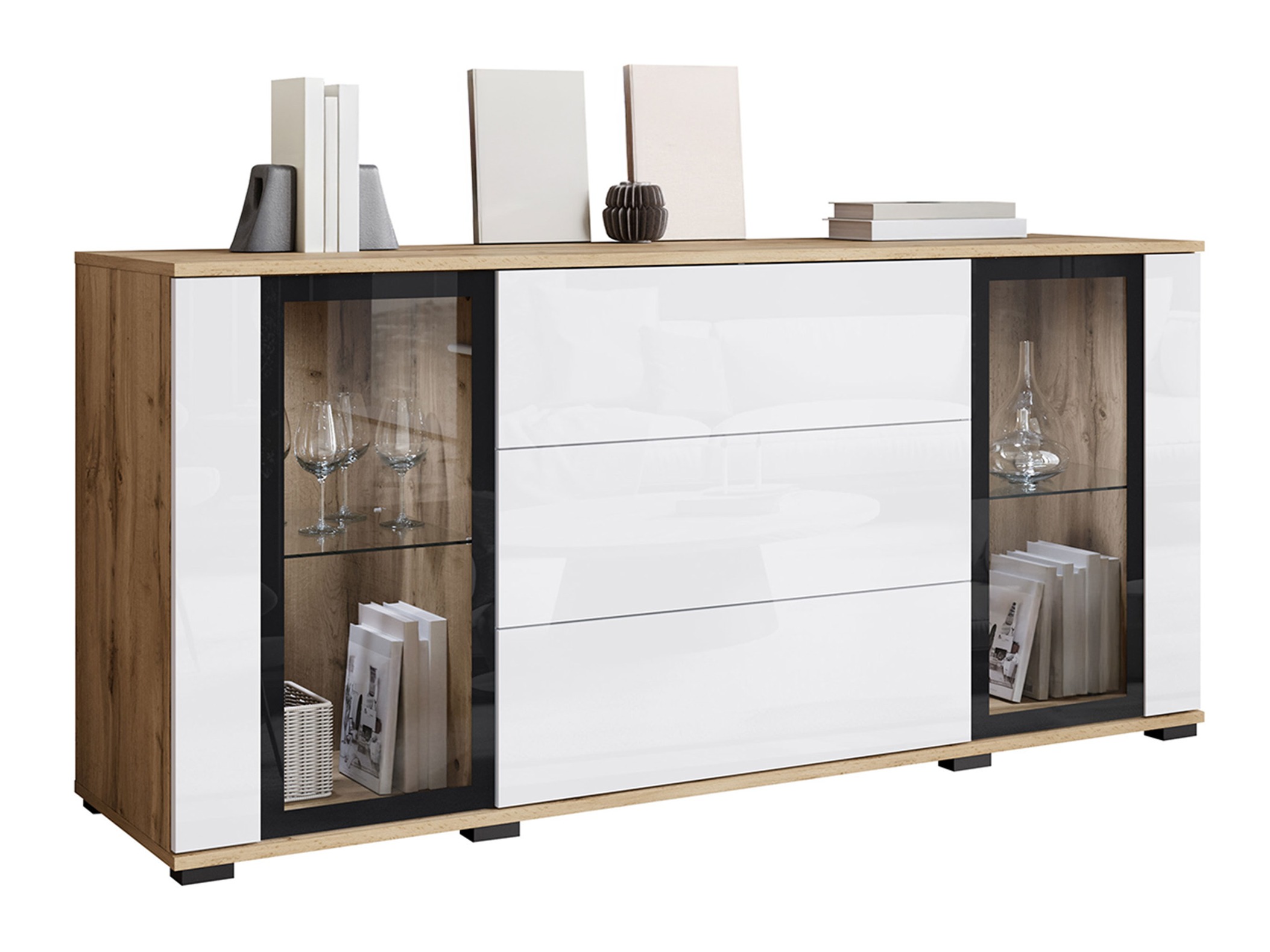 Komoda Torcame 101 (Wotan hrast + Sijaj bela)