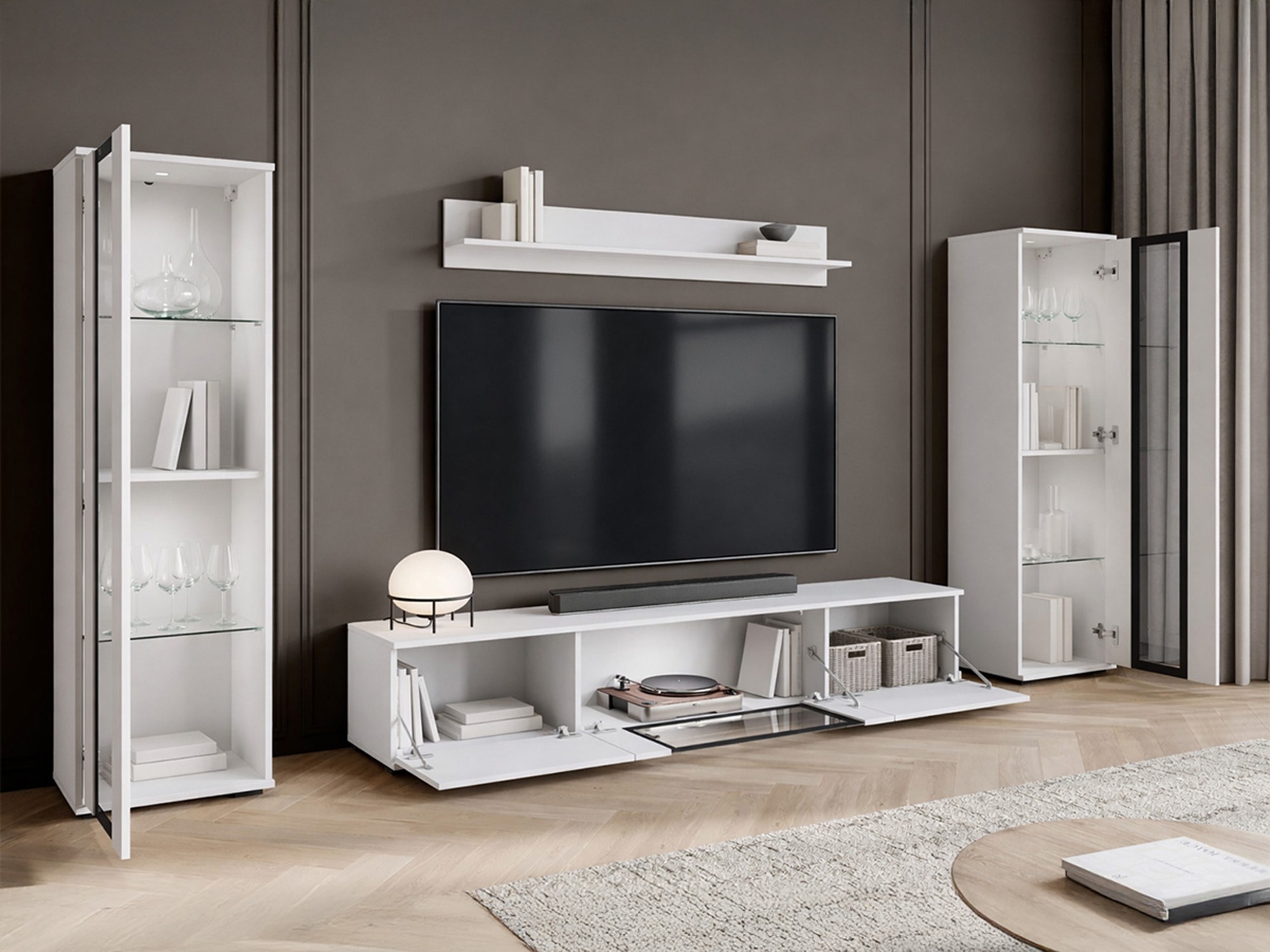 Komplet za dnevno sobo Torcame 103 (Bela + Sijaj bela)