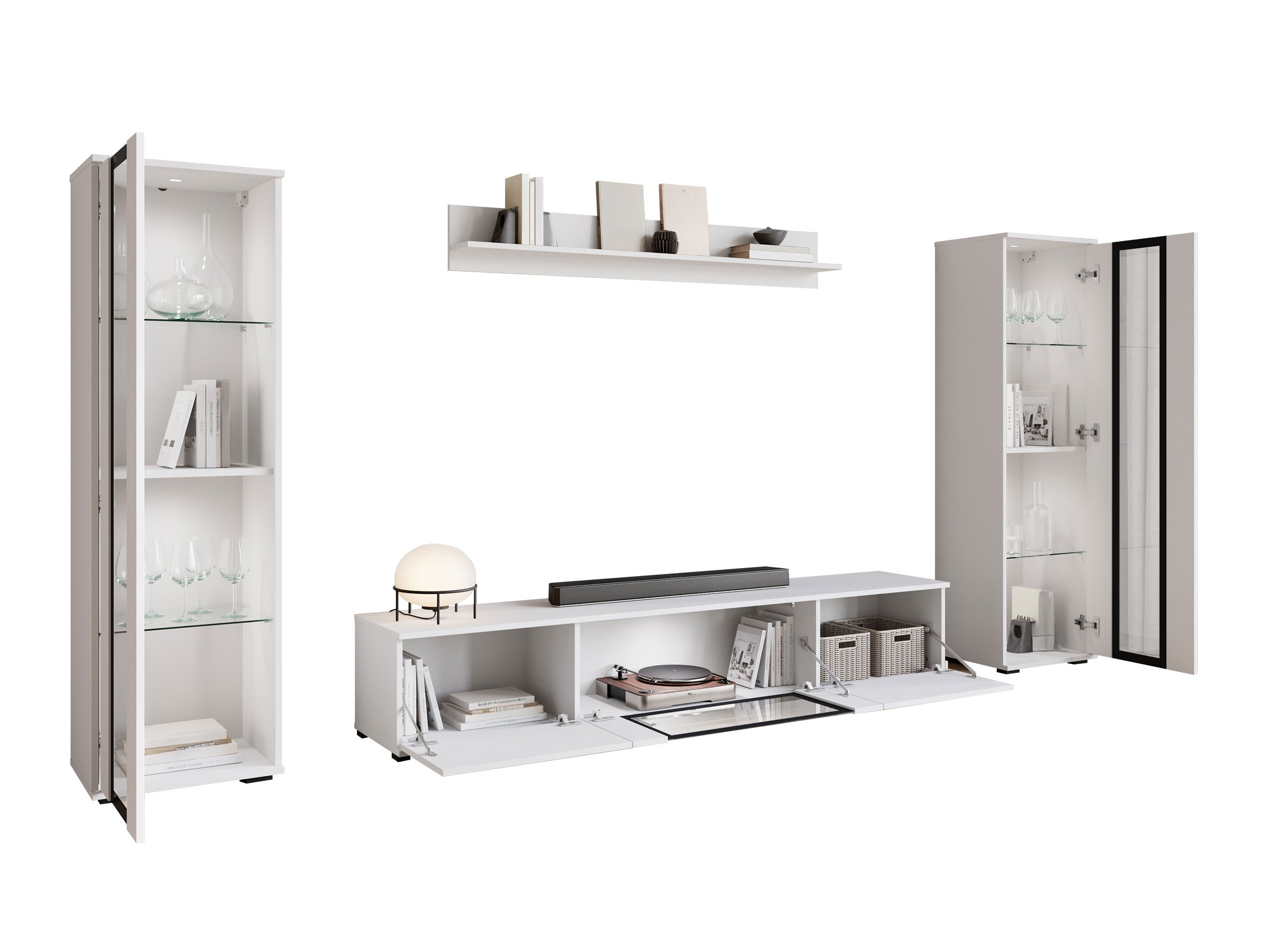 Komplet za dnevno sobo Torcame 103 (Bela + Sijaj bela)