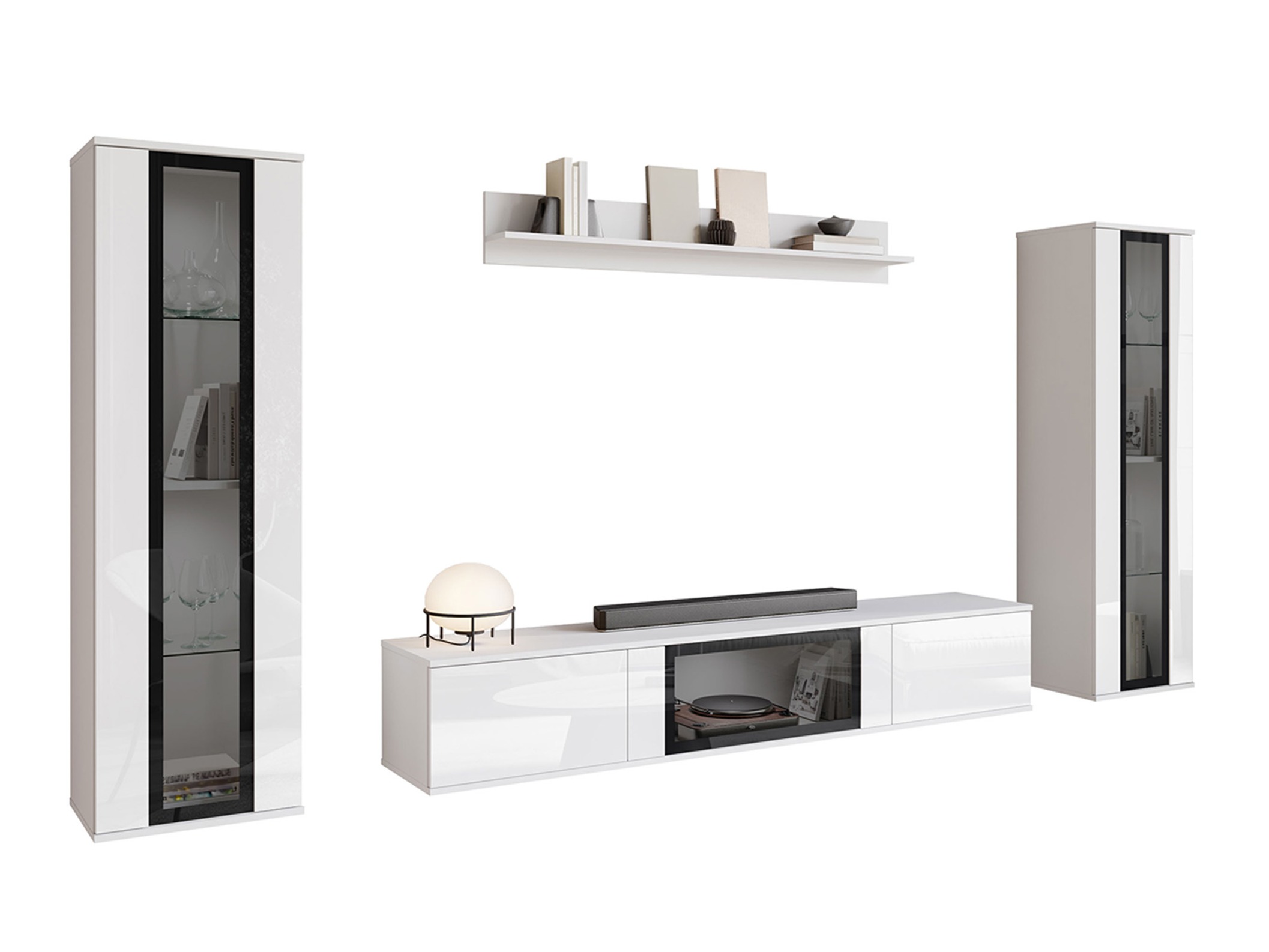 Komplet za dnevno sobo Torcame 103 (Bela + Sijaj bela)