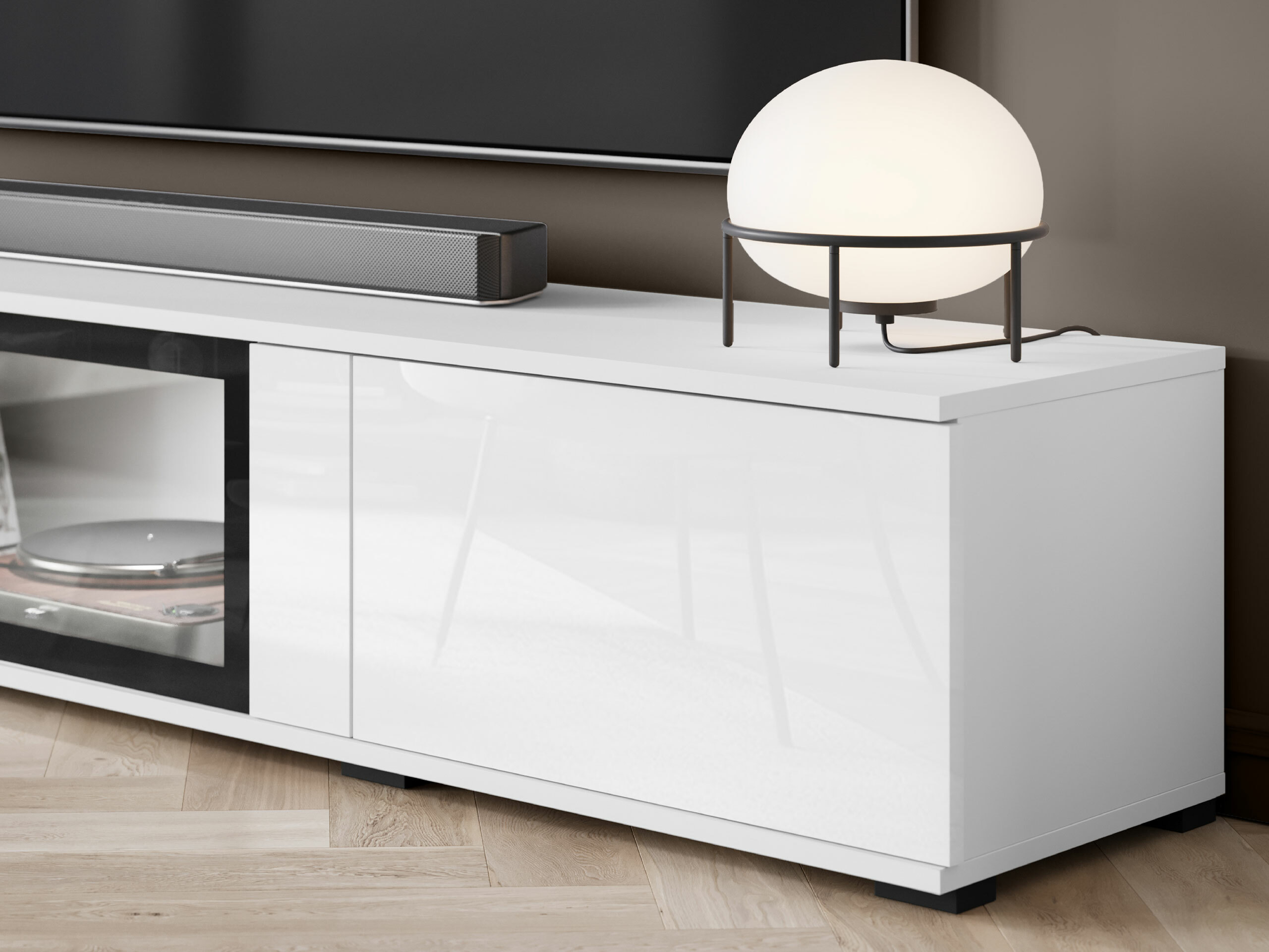 Komplet za dnevno sobo Torcame 103 (Bela + Sijaj bela)