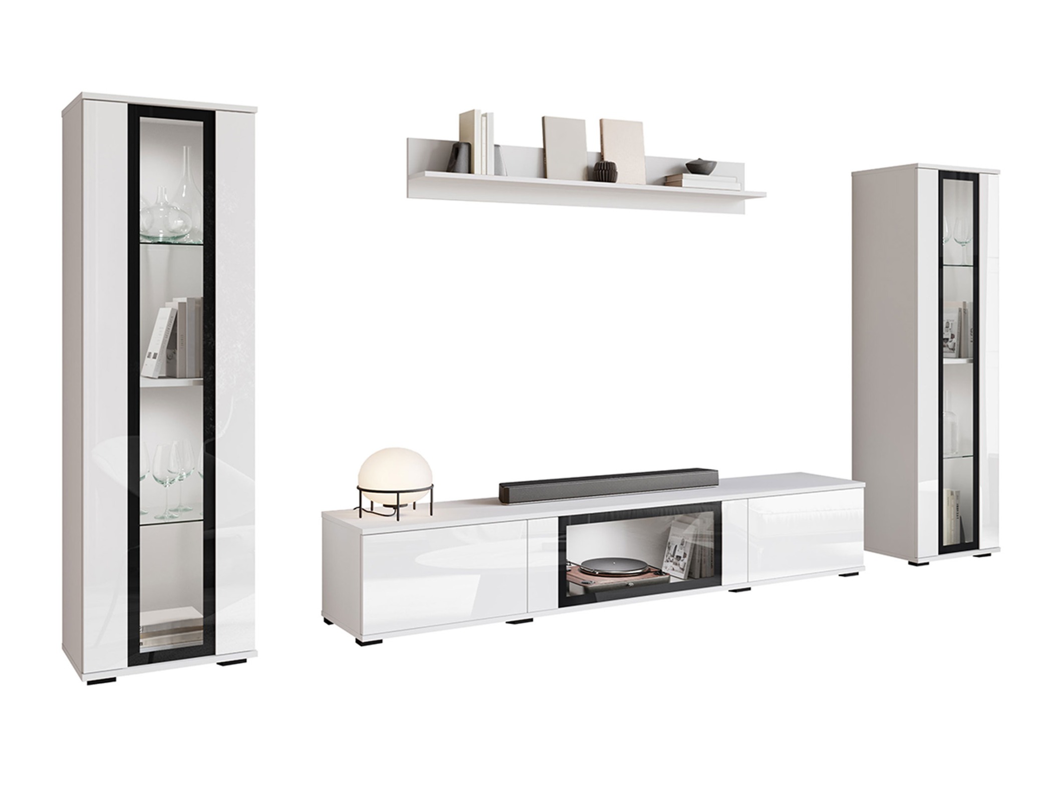 Komplet za dnevno sobo Torcame 103 (Bela + Sijaj bela)