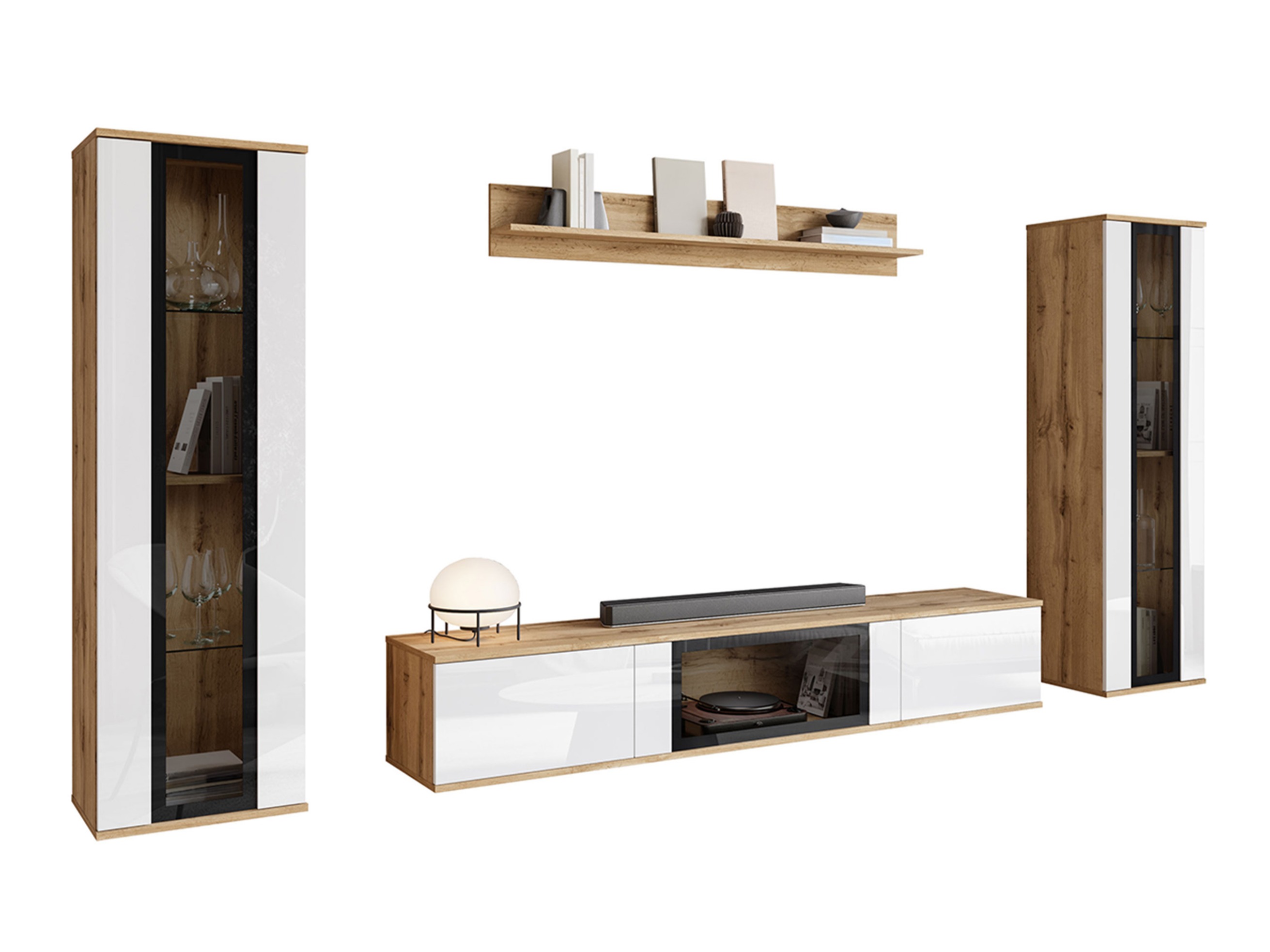 Komplet za dnevno sobo Torcame 103 (Wotan hrast + Sijaj bela)