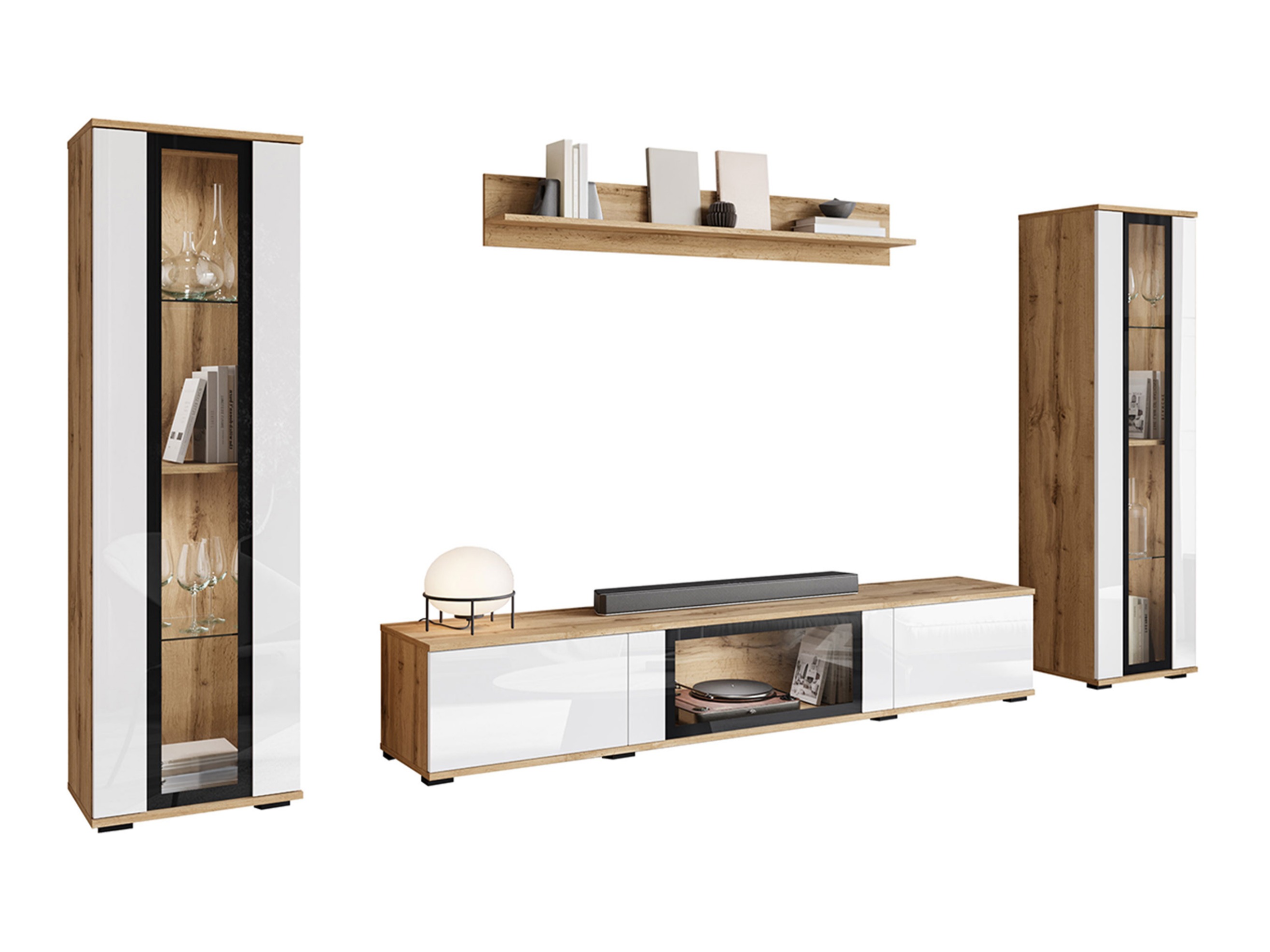 Komplet za dnevno sobo Torcame 103 (Wotan hrast + Sijaj bela)