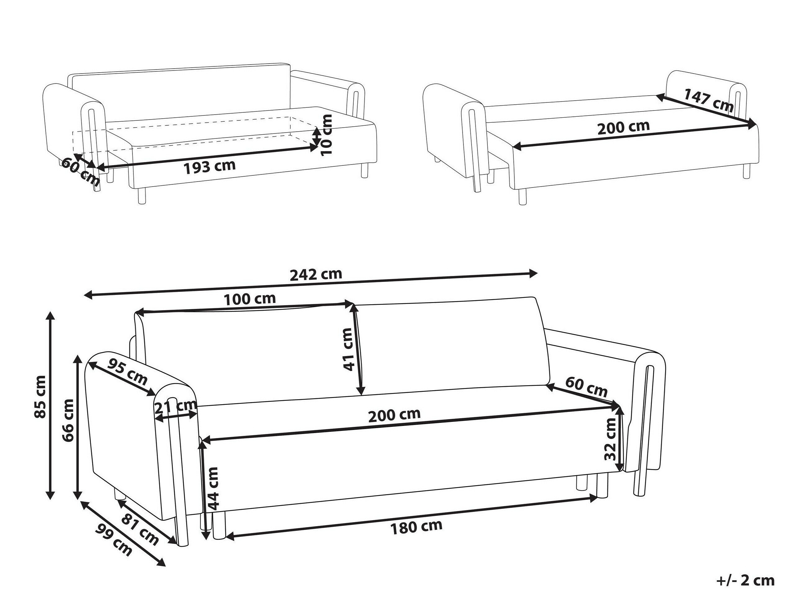 Raztegljiv kavč Berwyn 2936 (Bela)
