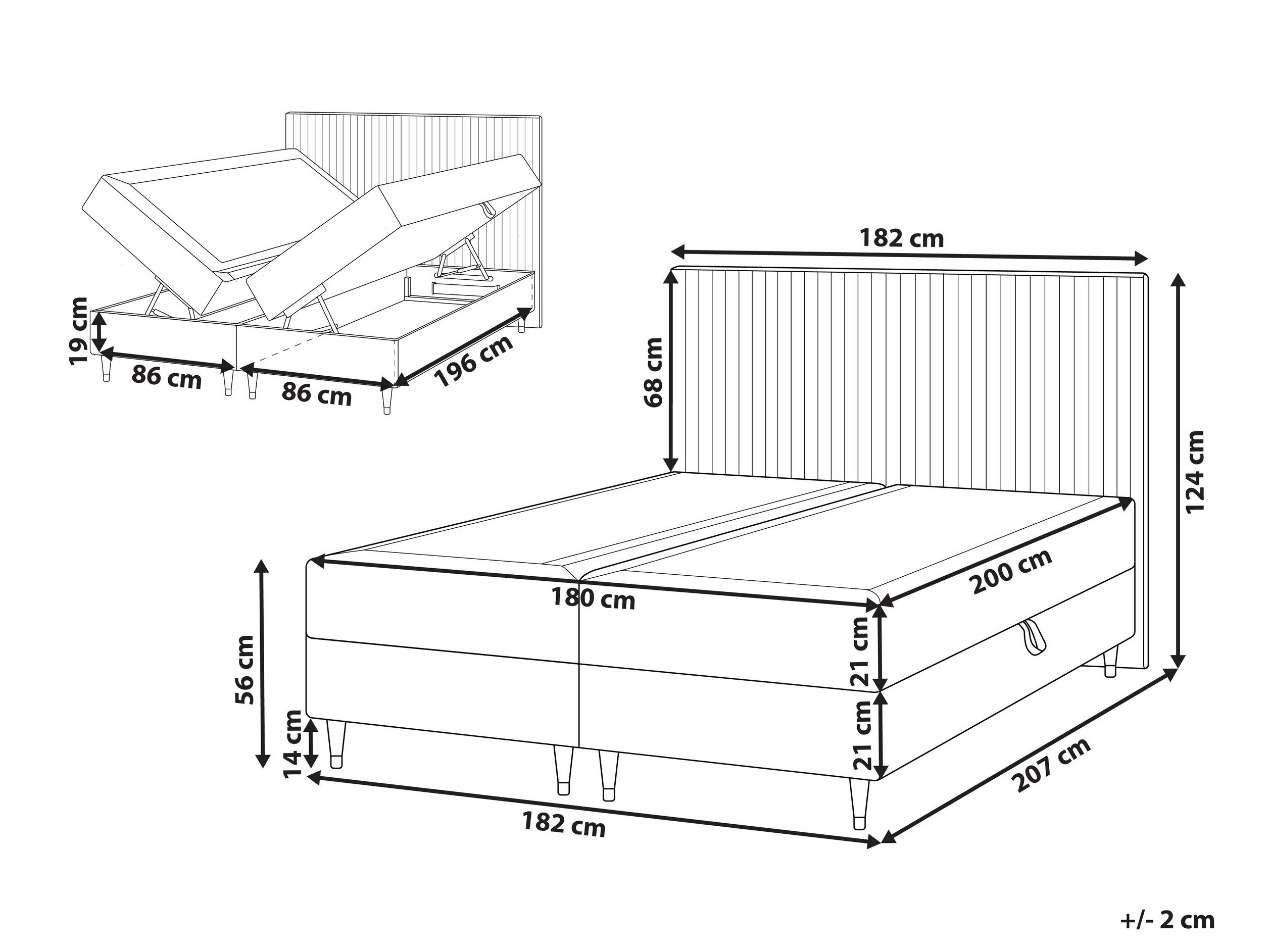 Boxspring postelja Berwyn 2969 (Taupe)