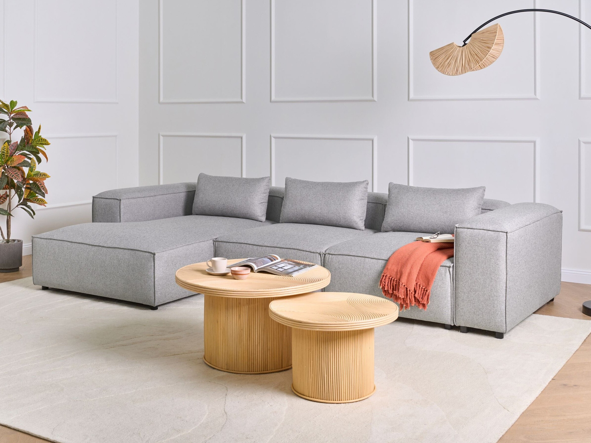 Modularna kotna sedežna garnitura Avialu 100 (Siva)