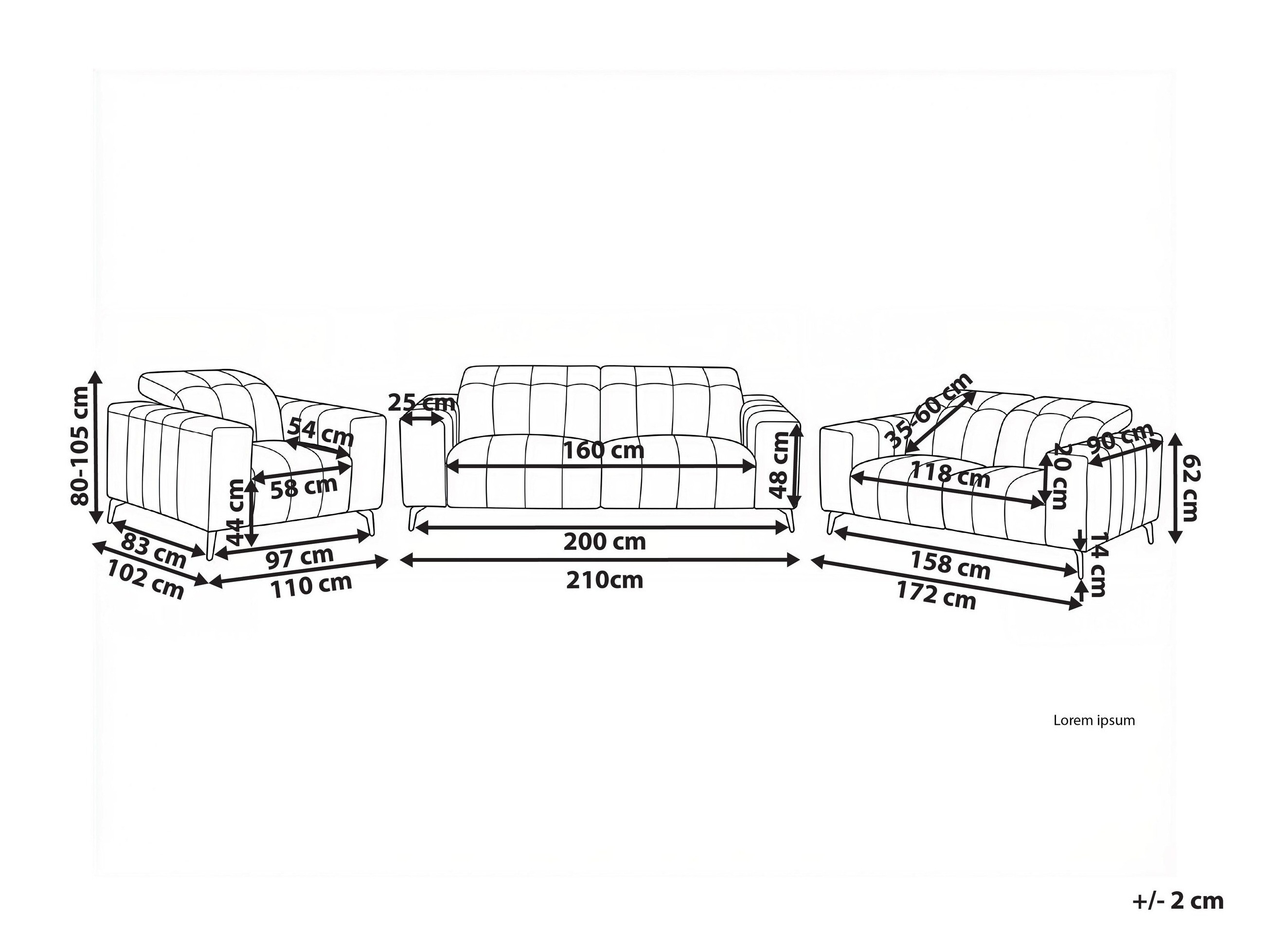 Komplet oblazinjenega pohištva Berwyn 2948 (Svetlo bež)
