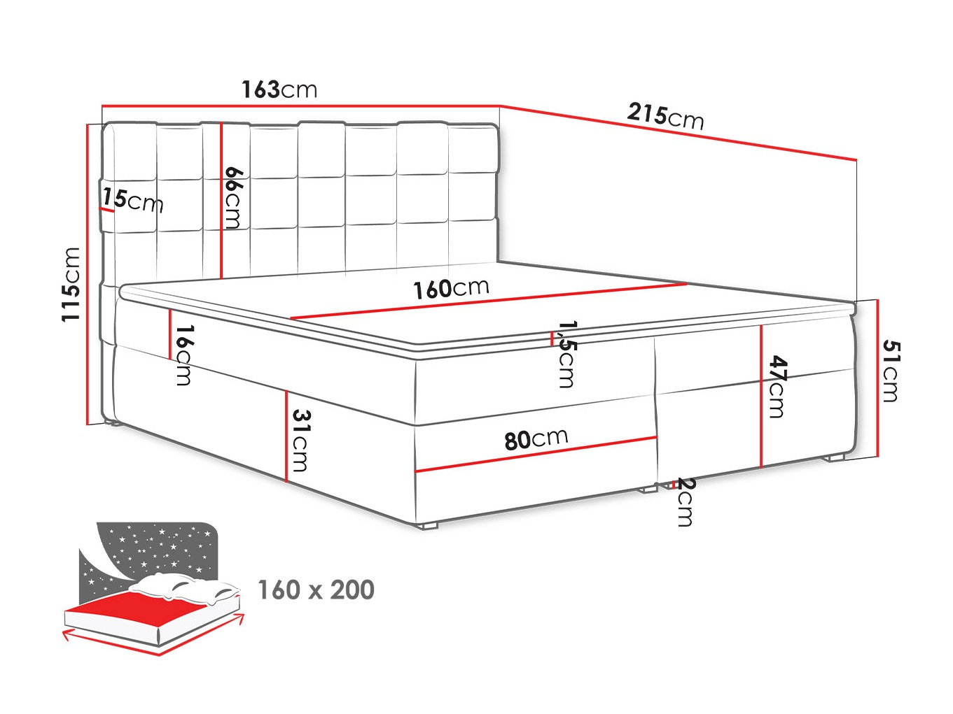 Boxspring postelja Pomona 117 (Kronos 02)