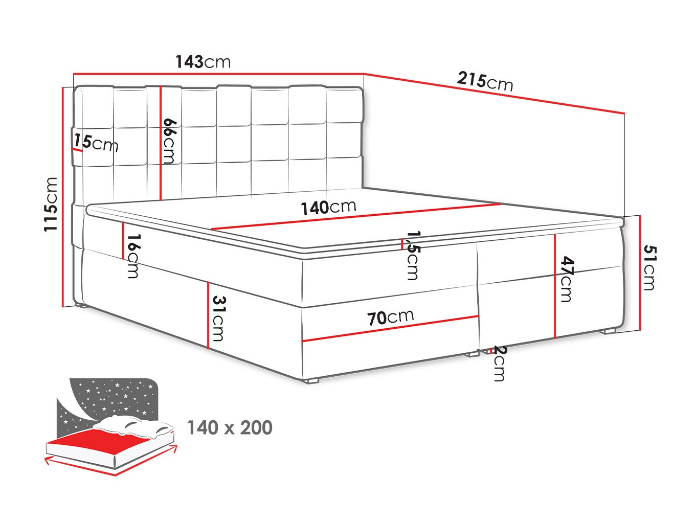 Boxspring postelja Pomona 117 (Kronos 02)