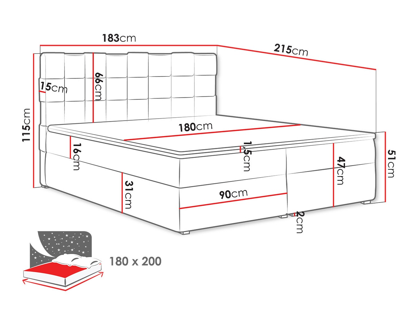 Boxspring postelja Pomona 117 (Kronos 09)