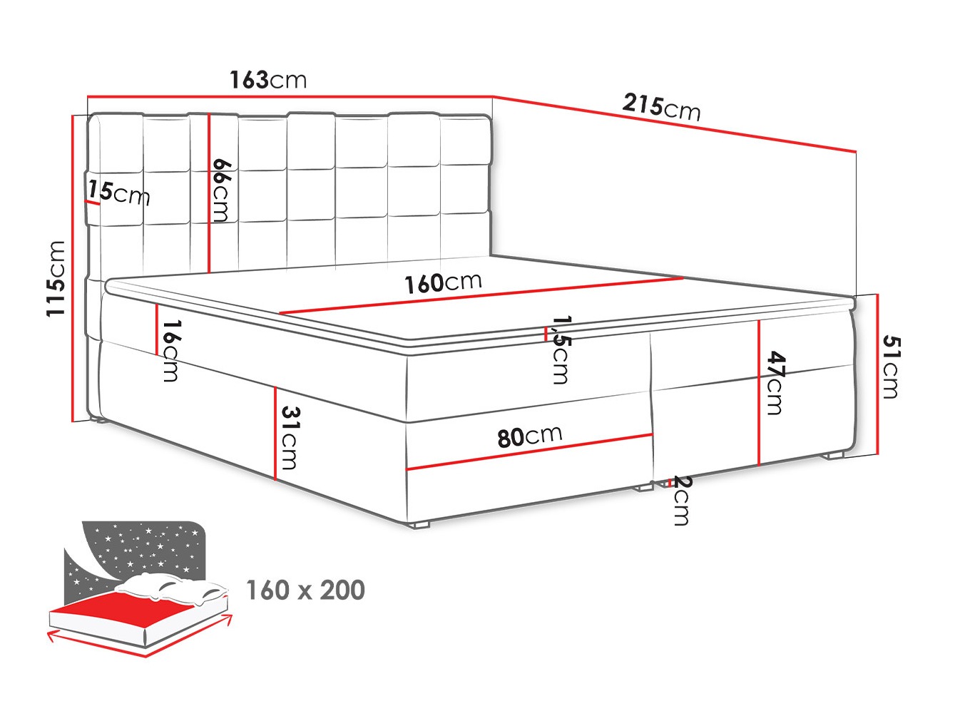 Boxspring postelja Pomona 117 (Kronos 22)