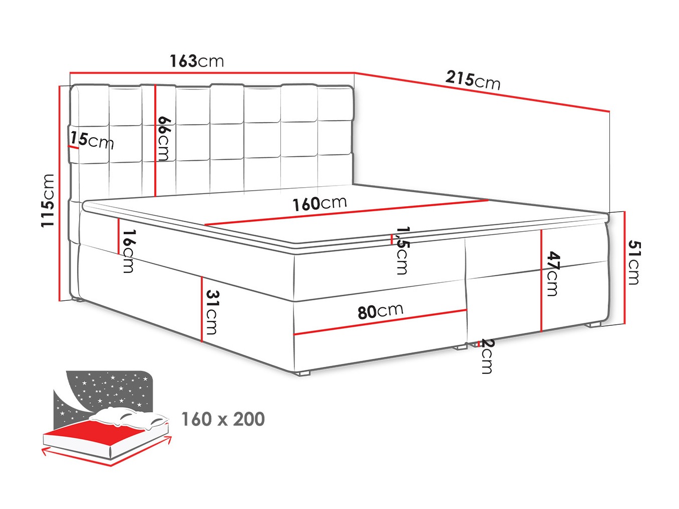 Boxspring postelja Pomona 117 (Kronos 35)