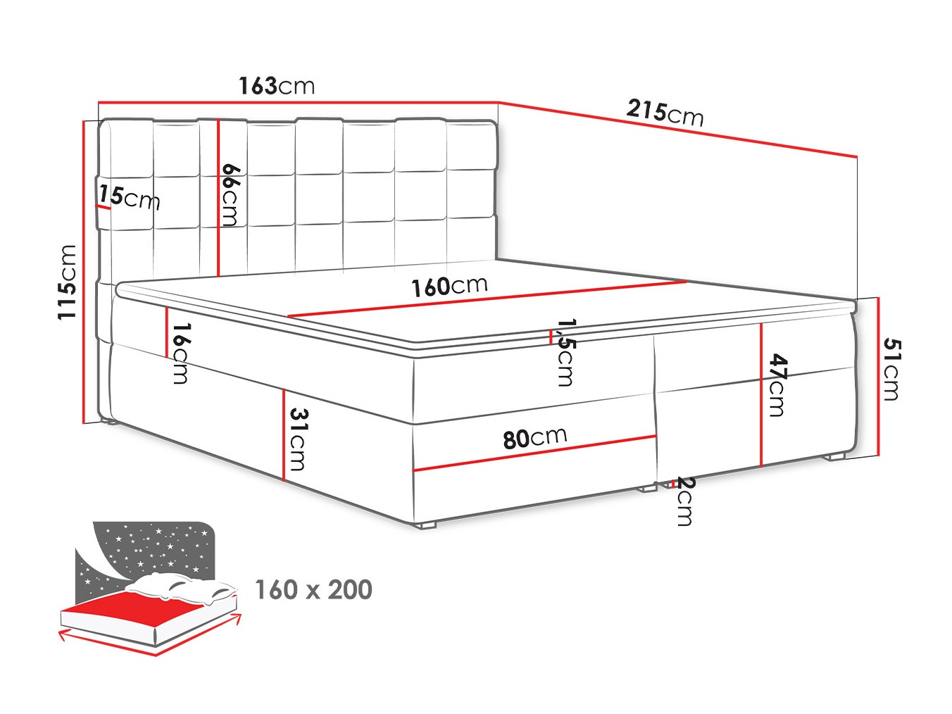 Boxspring postelja Pomona 117 (Paros 05)