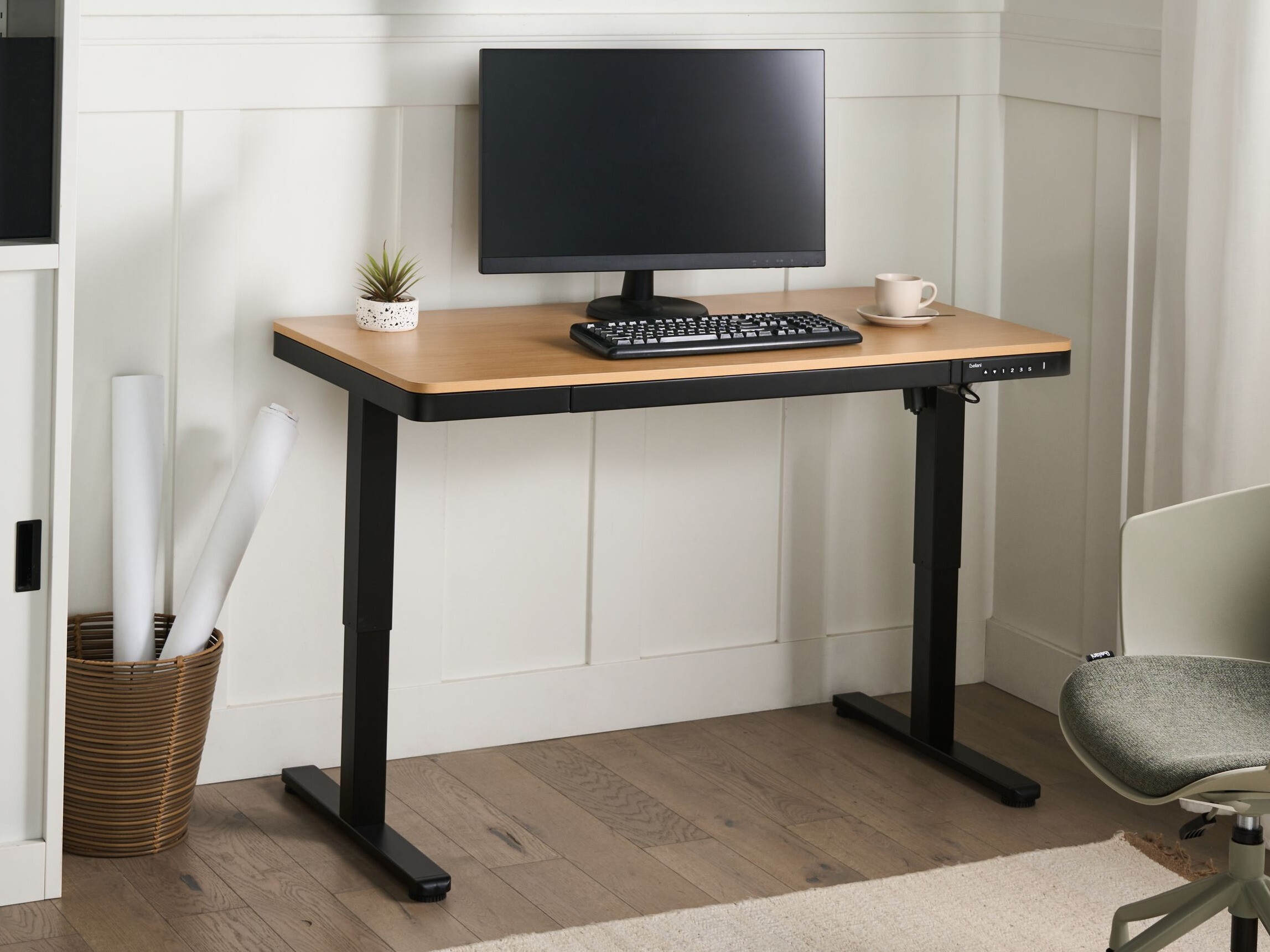 Dvižna pisalna miza Berwyn 2994 (Črna + Svetlo rjava)