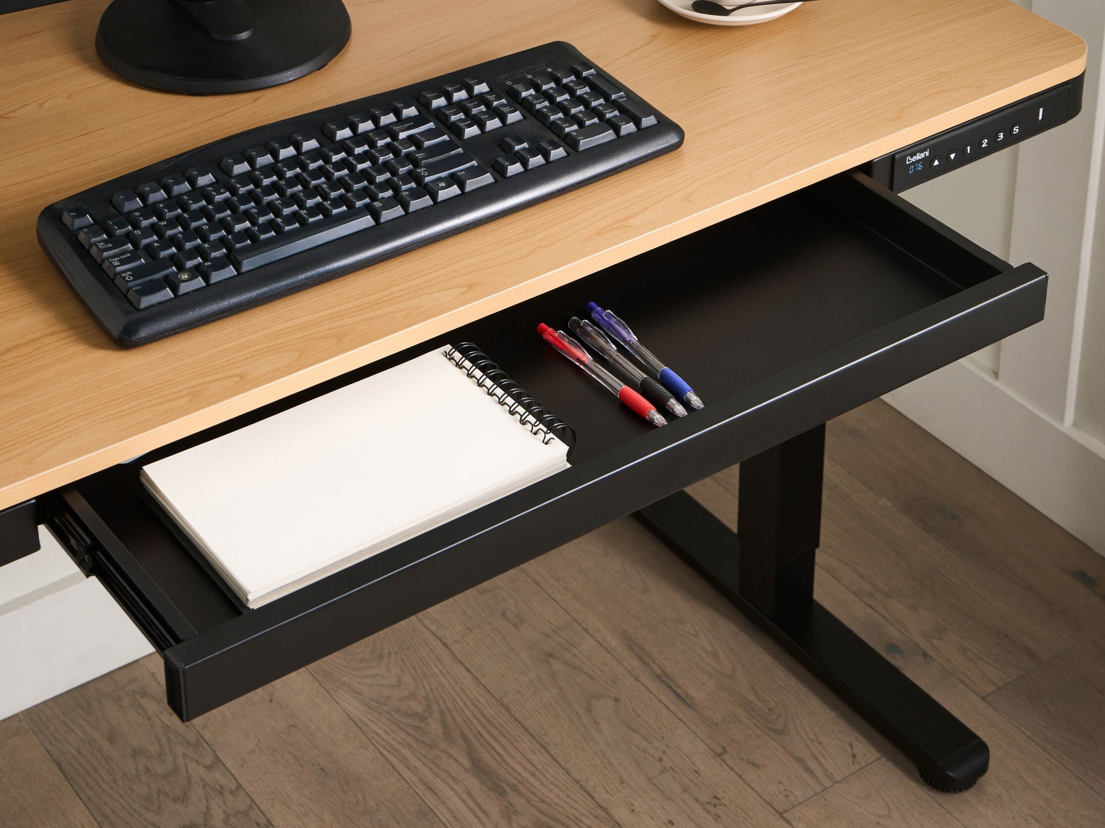 Dvižna pisalna miza Berwyn 2994 (Črna + Svetlo rjava)