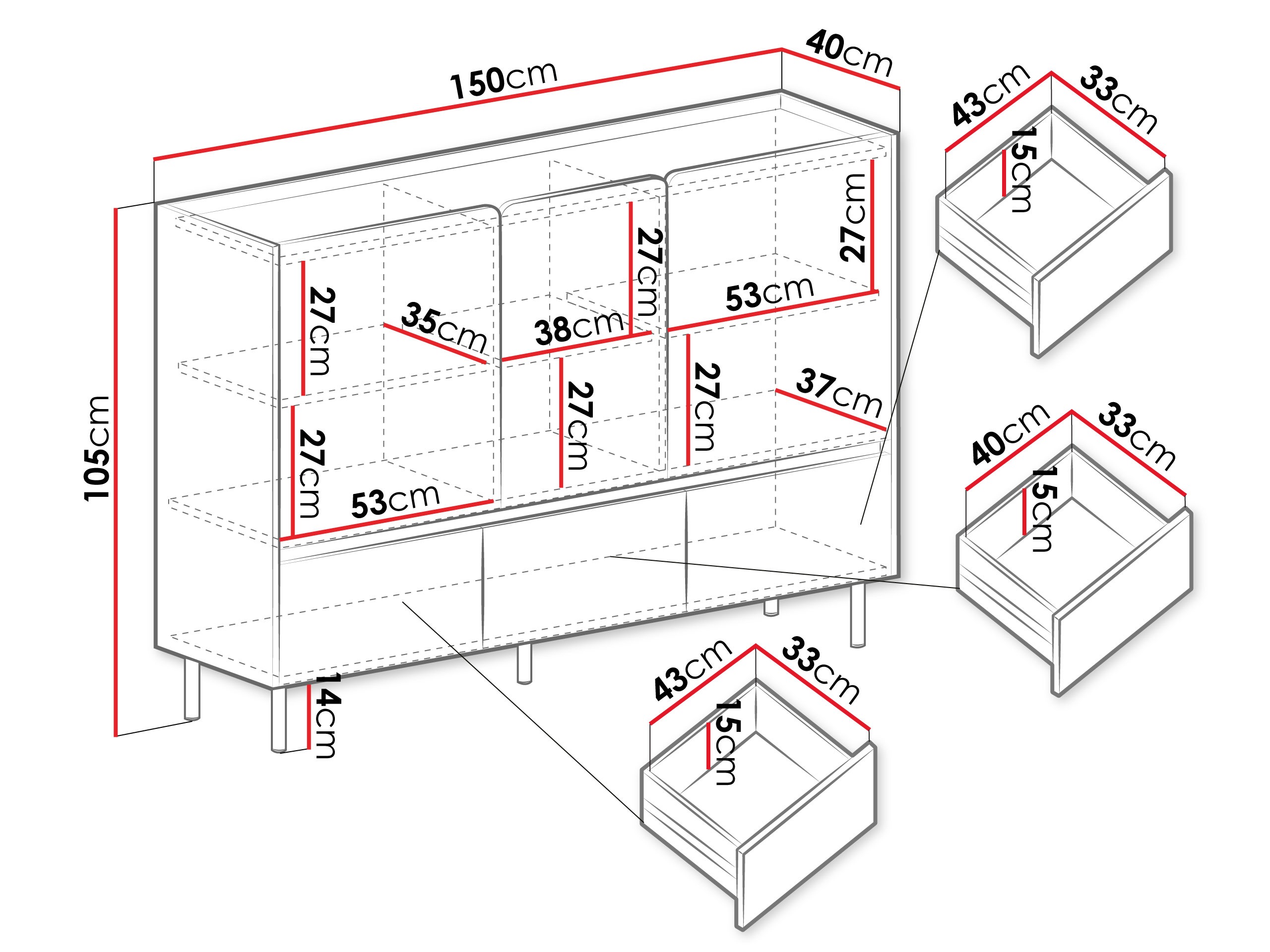 Komoda Fiosono 106 (Evkaliptus + Hrast)