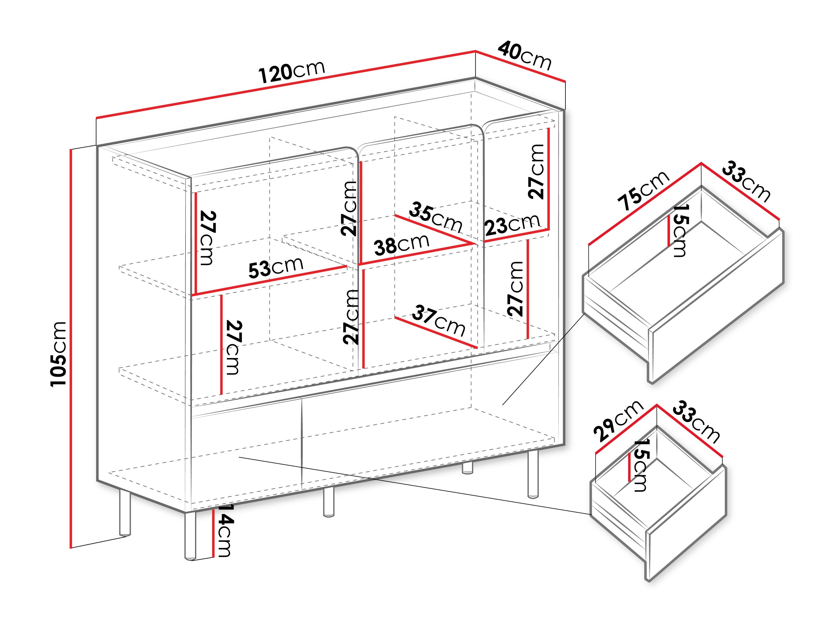 Komoda Fiosono 107 (Evkaliptus + Hrast)