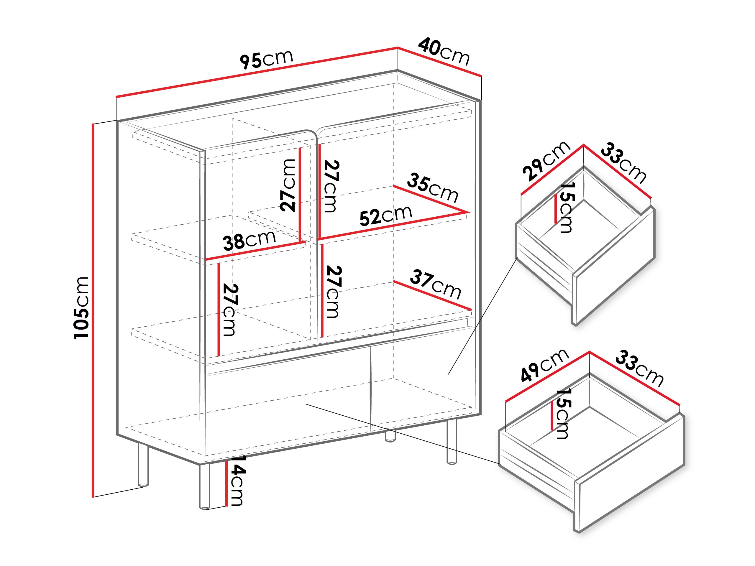 Komoda Fiosono 108 (Prašno zelena + Hrast)