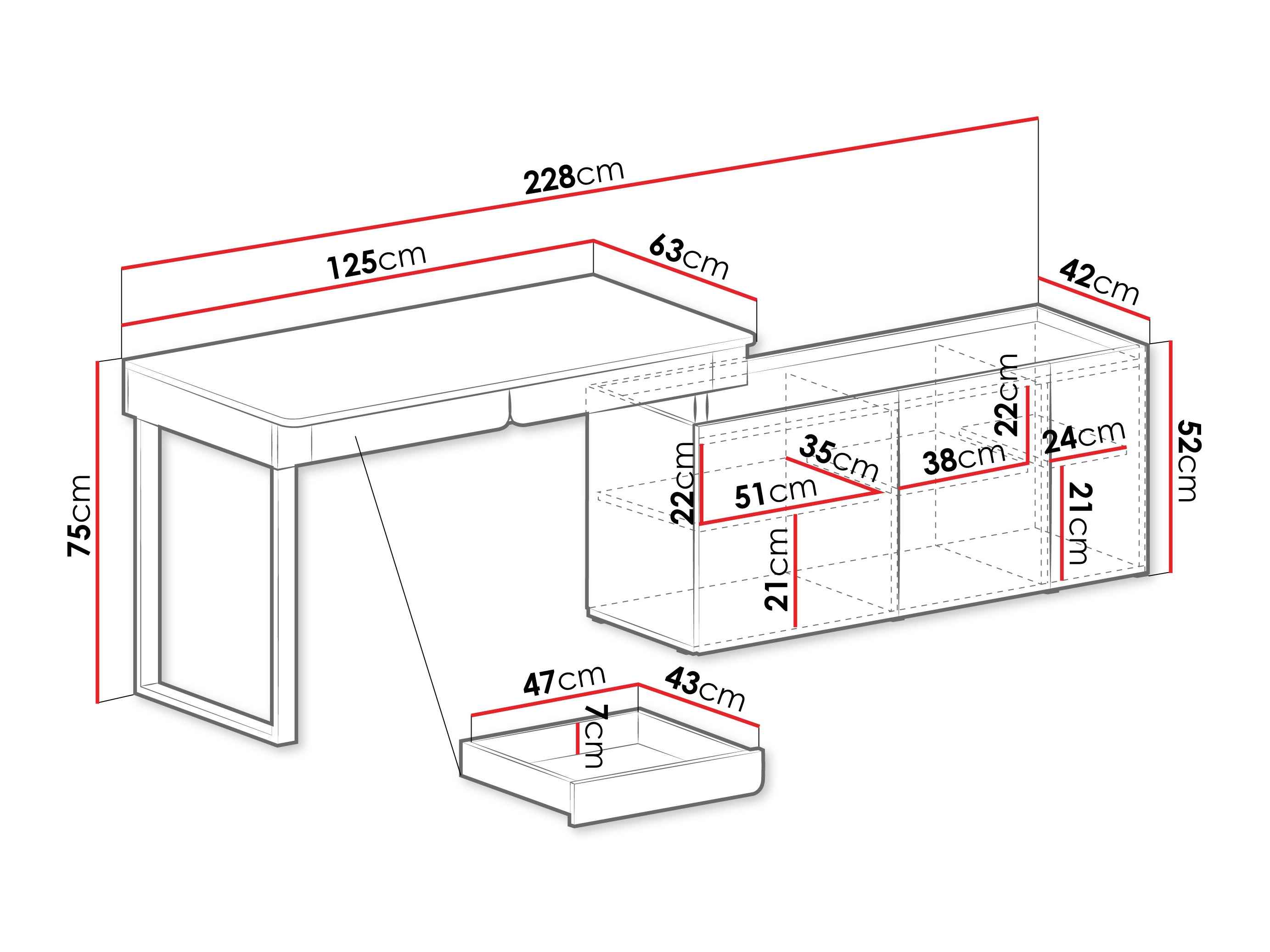 Kotna pisalna miza Fiosono 110 (Bež + Lahki hrast)