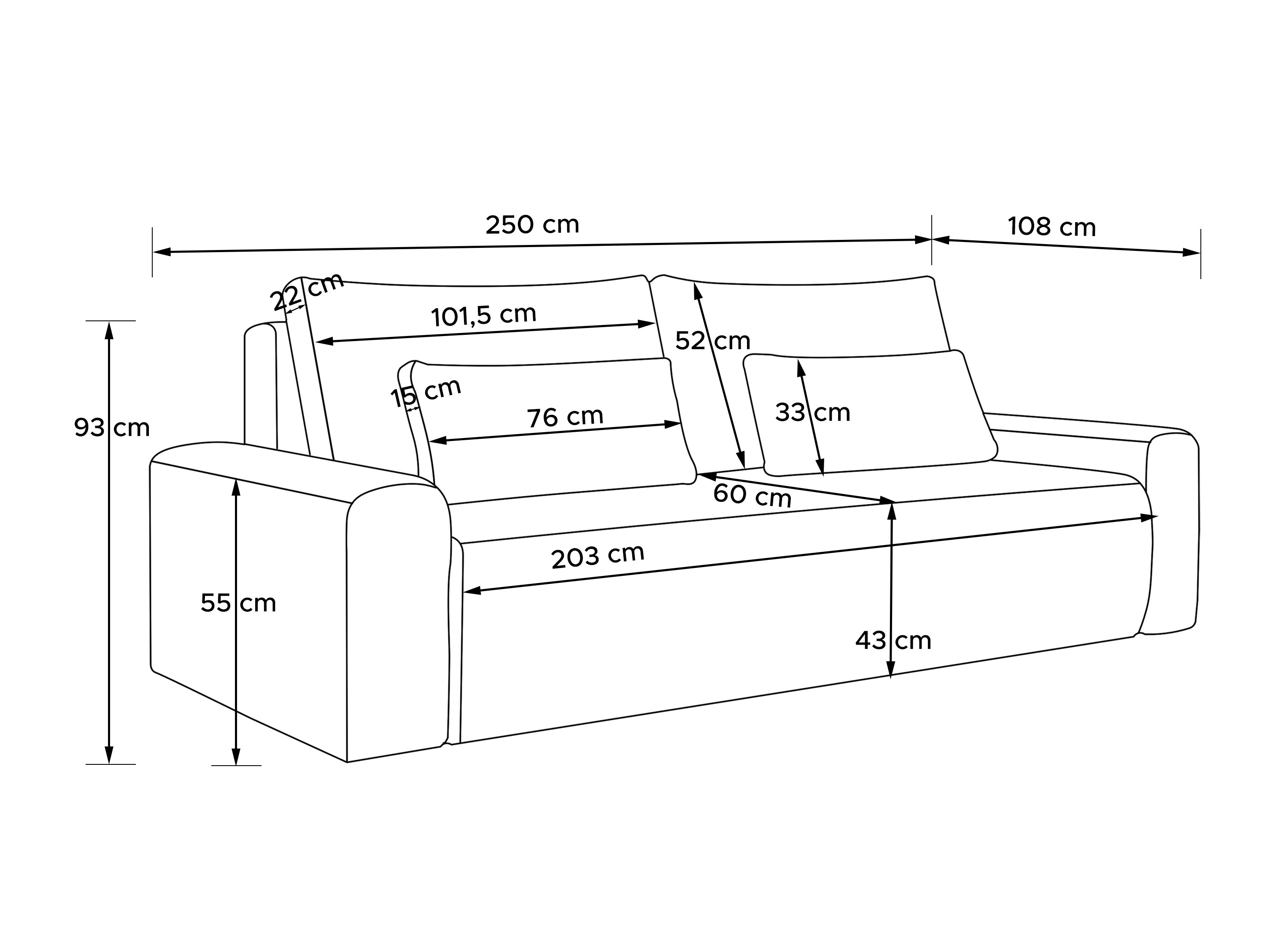Raztegljiv kavč Temecula 129 (Poso 100)