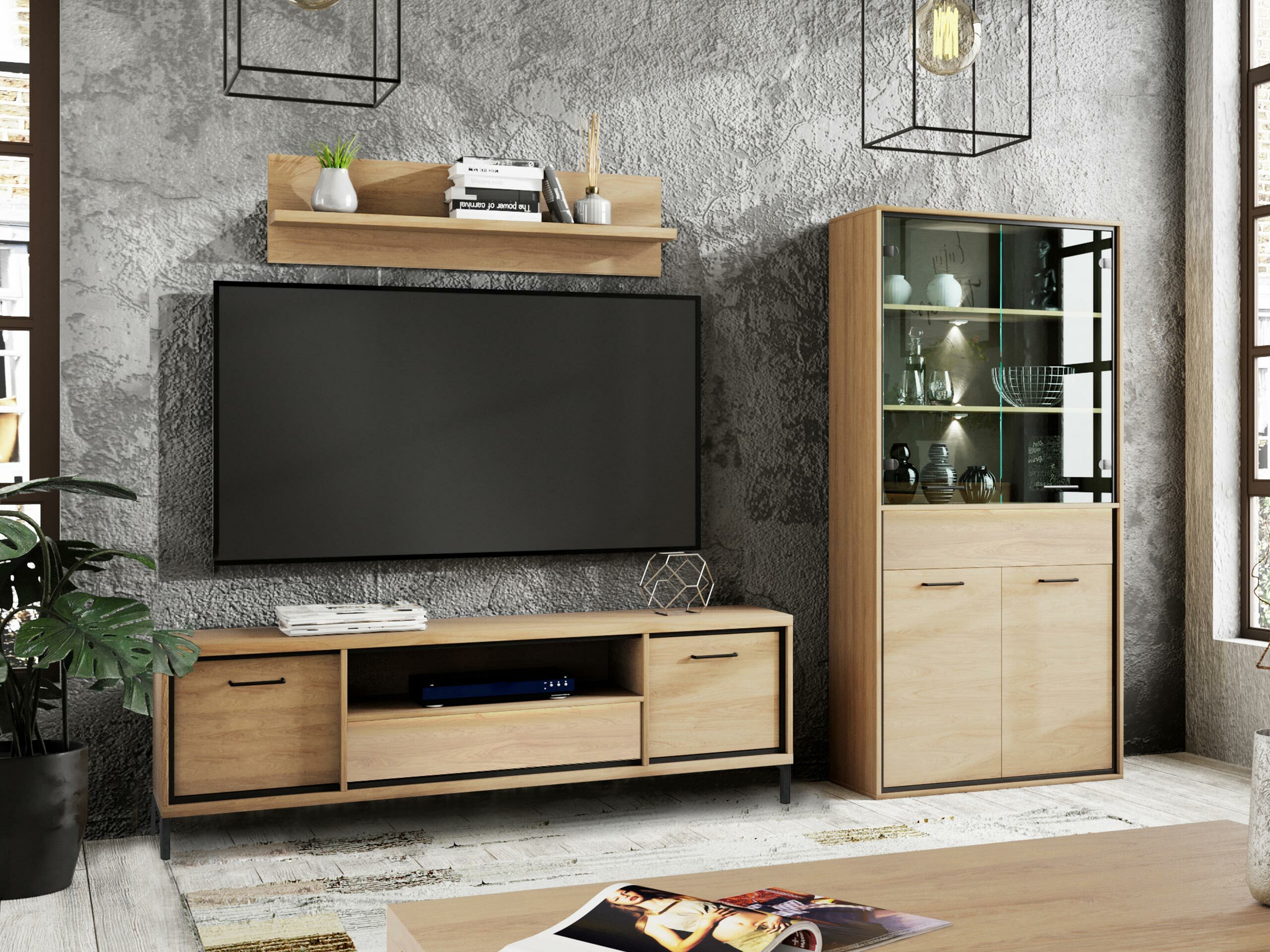 Komplet za dnevno sobo Etrmoni 119 (Svetel les)