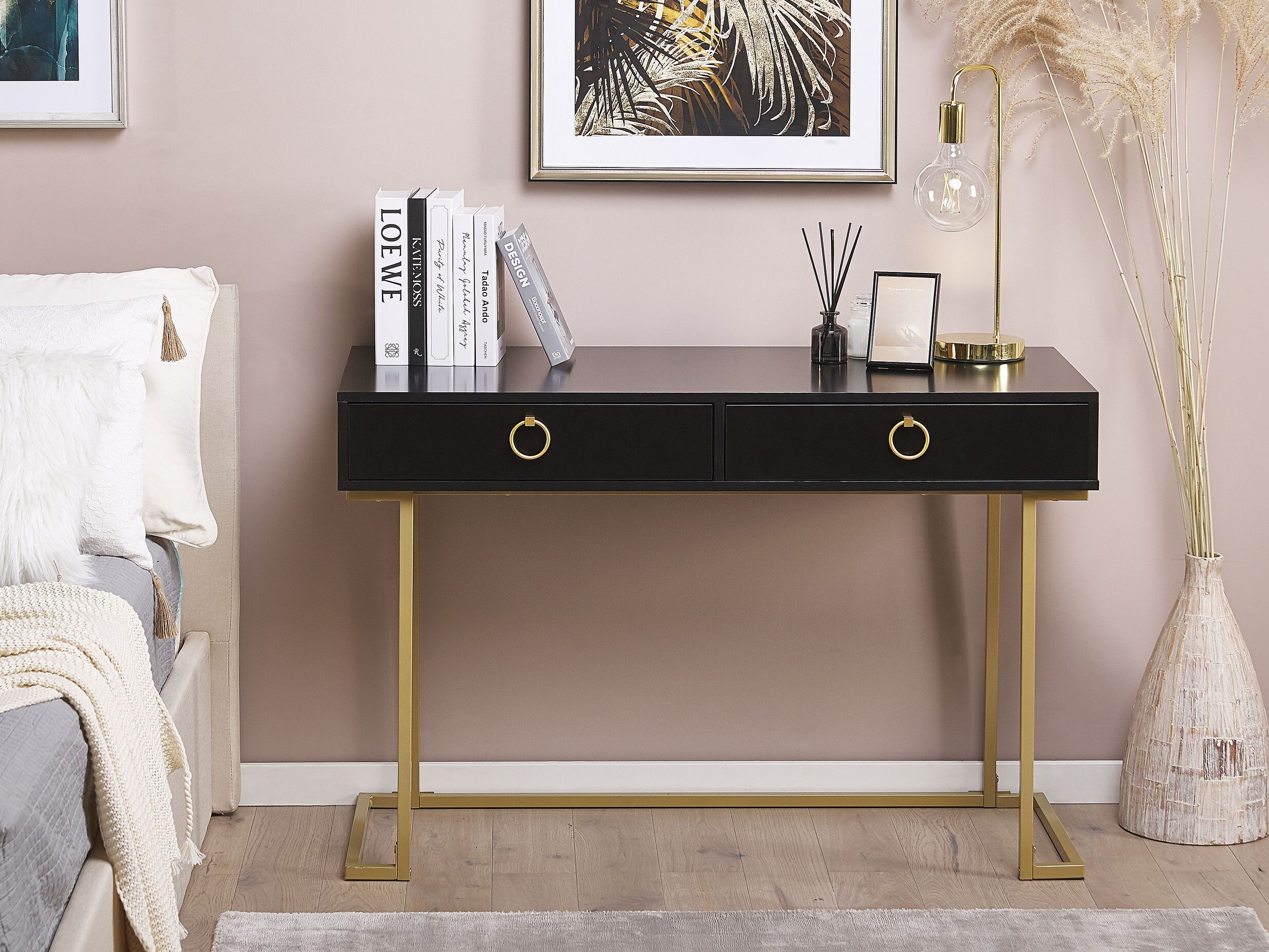 Konzolna miza Berwyn 3020 (Črna + Zlata)