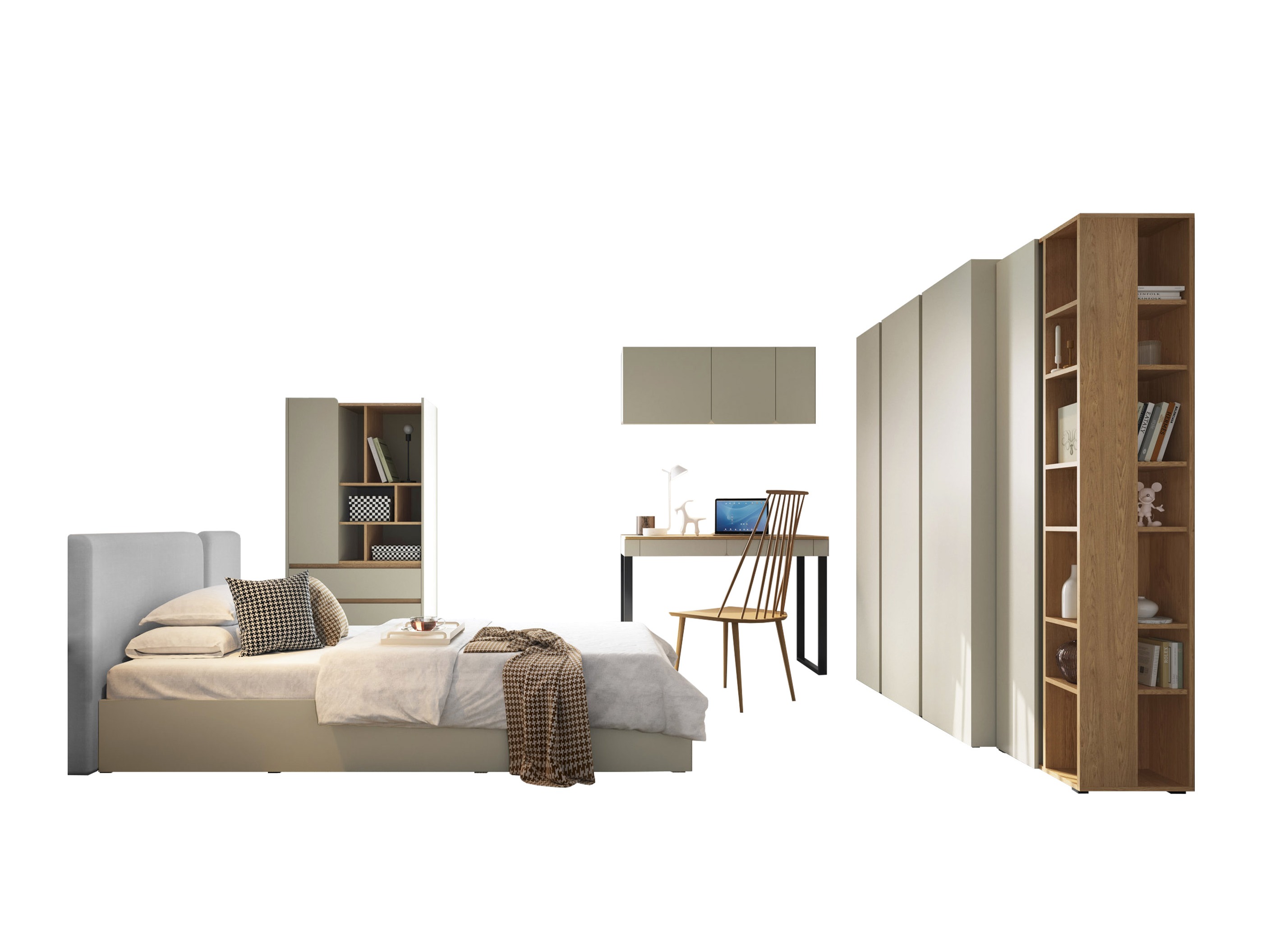 Pohištveni komplet Fiosono 114 (Prašno zelena + Hrast)