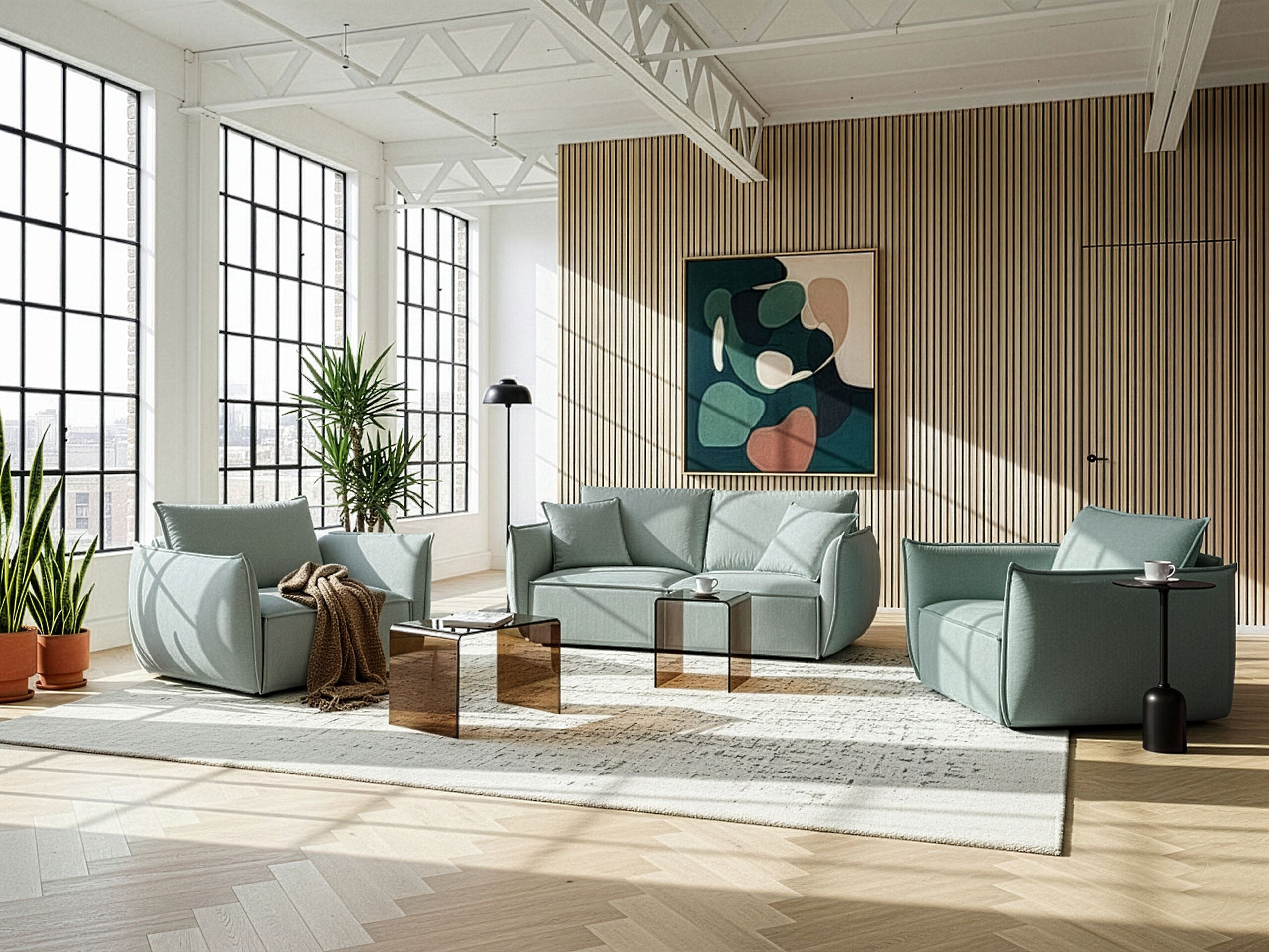 Komplet oblazinjenega pohištva Berwyn 3024 (Svetlo zelena)