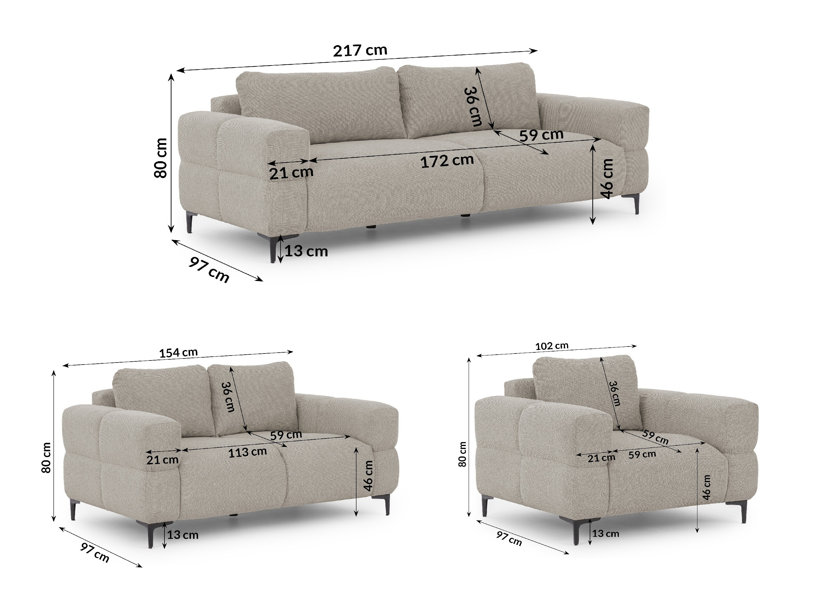 Komplet oblazinjenega pohištva Rocklin 139 (Aragon 20)
