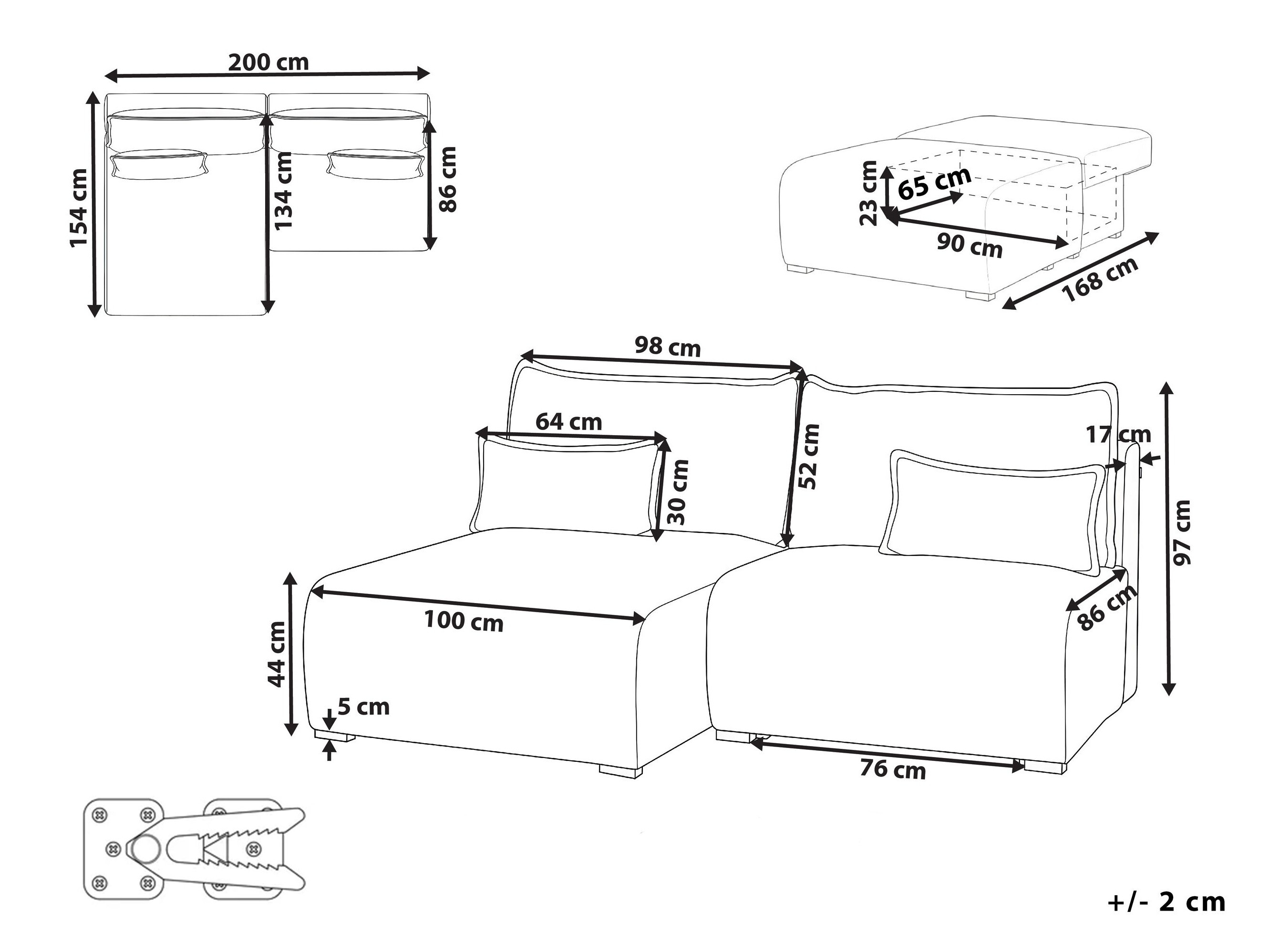 Modularna kotna sedežna garnitura Berwyn 3021 (Modra)