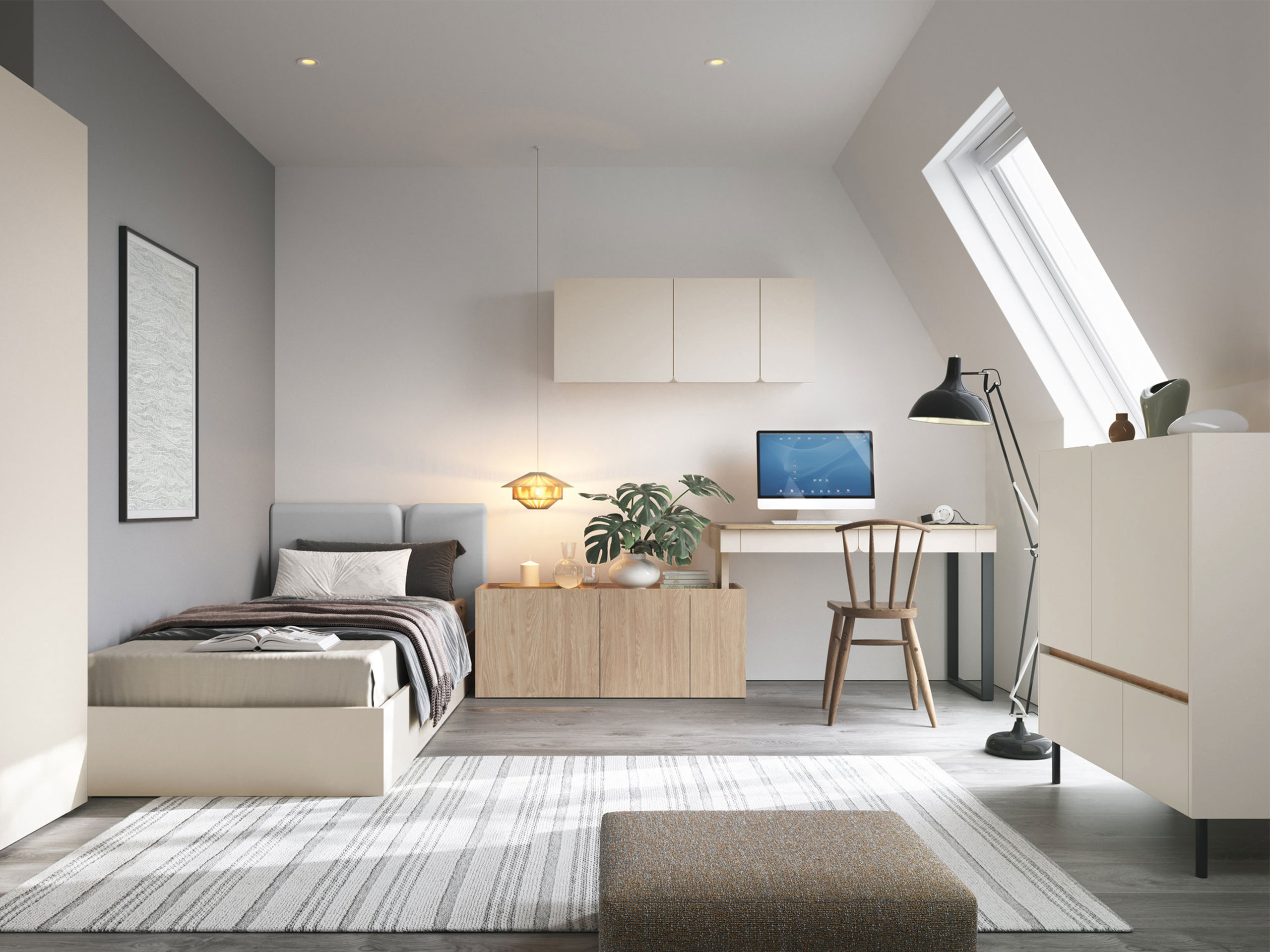 Pohištveni komplet Fiosono 115 (Bež + Hrast)