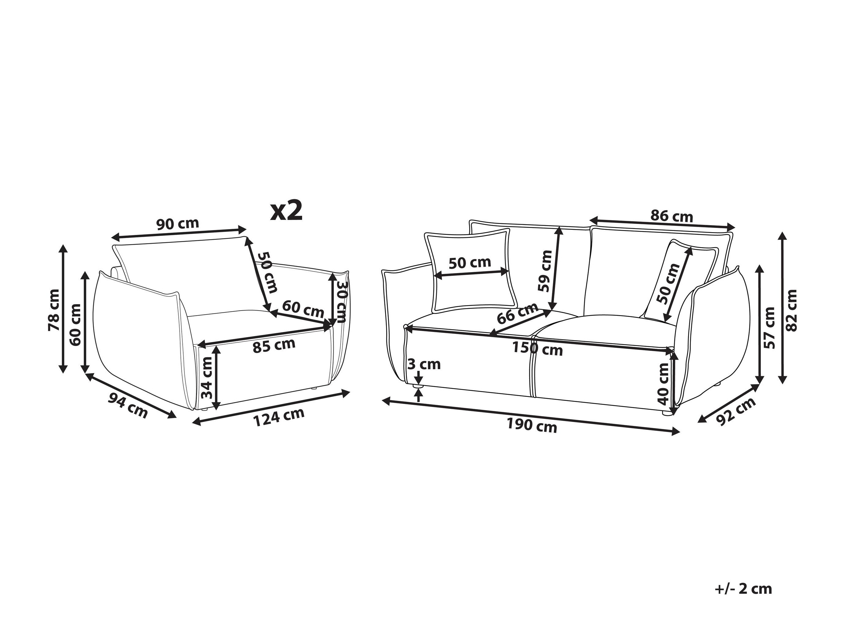 Komplet oblazinjenega pohištva Berwyn 3024 (Svetlo bež)