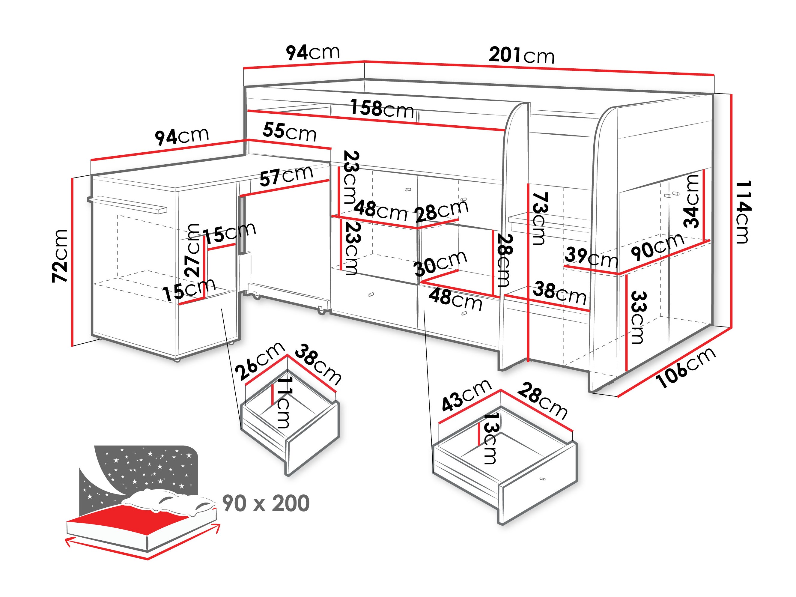 Visoka postelja Ciravie 107