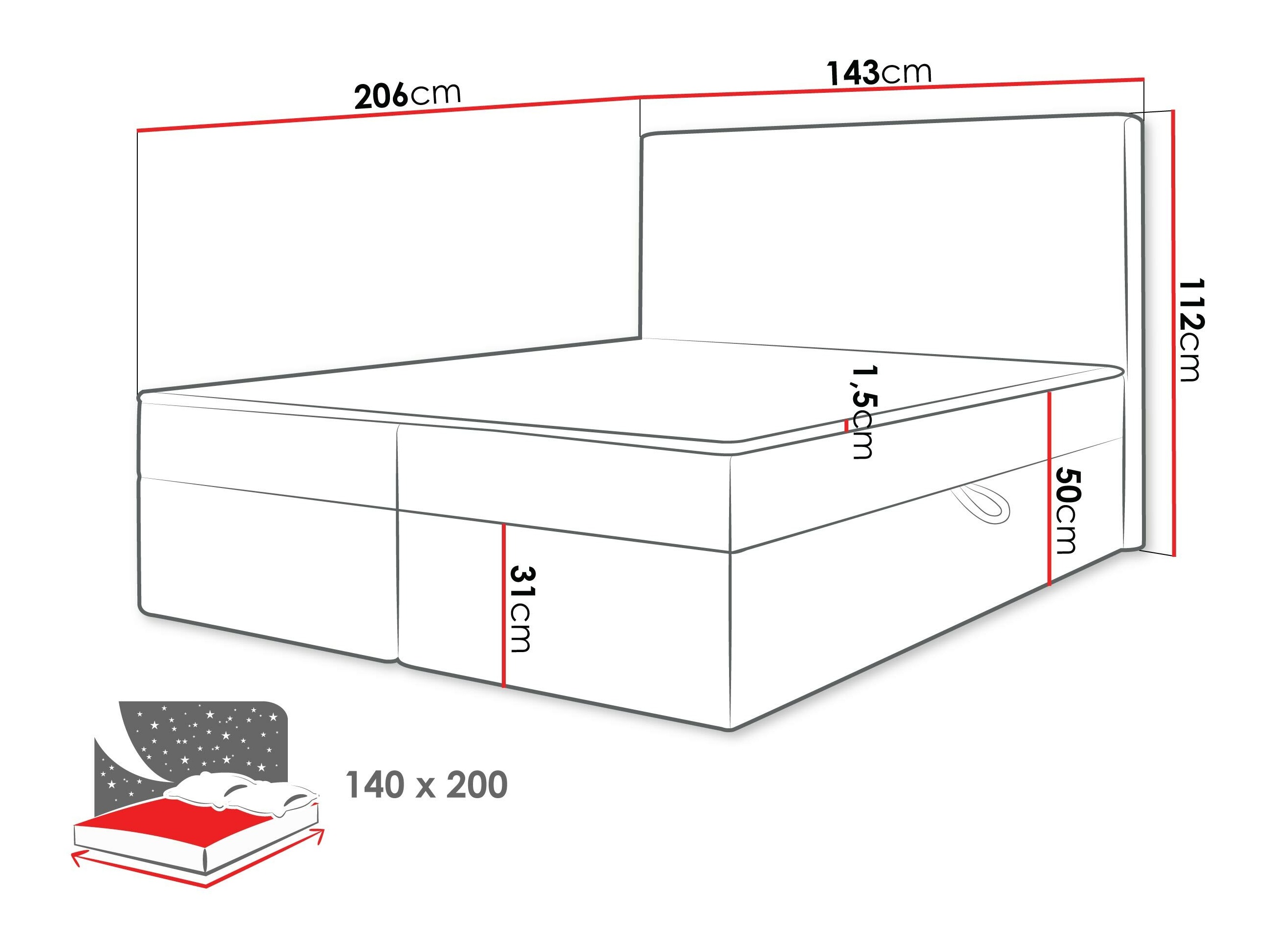 Boxspring postelja Comfivo 502 (Ambience 02)