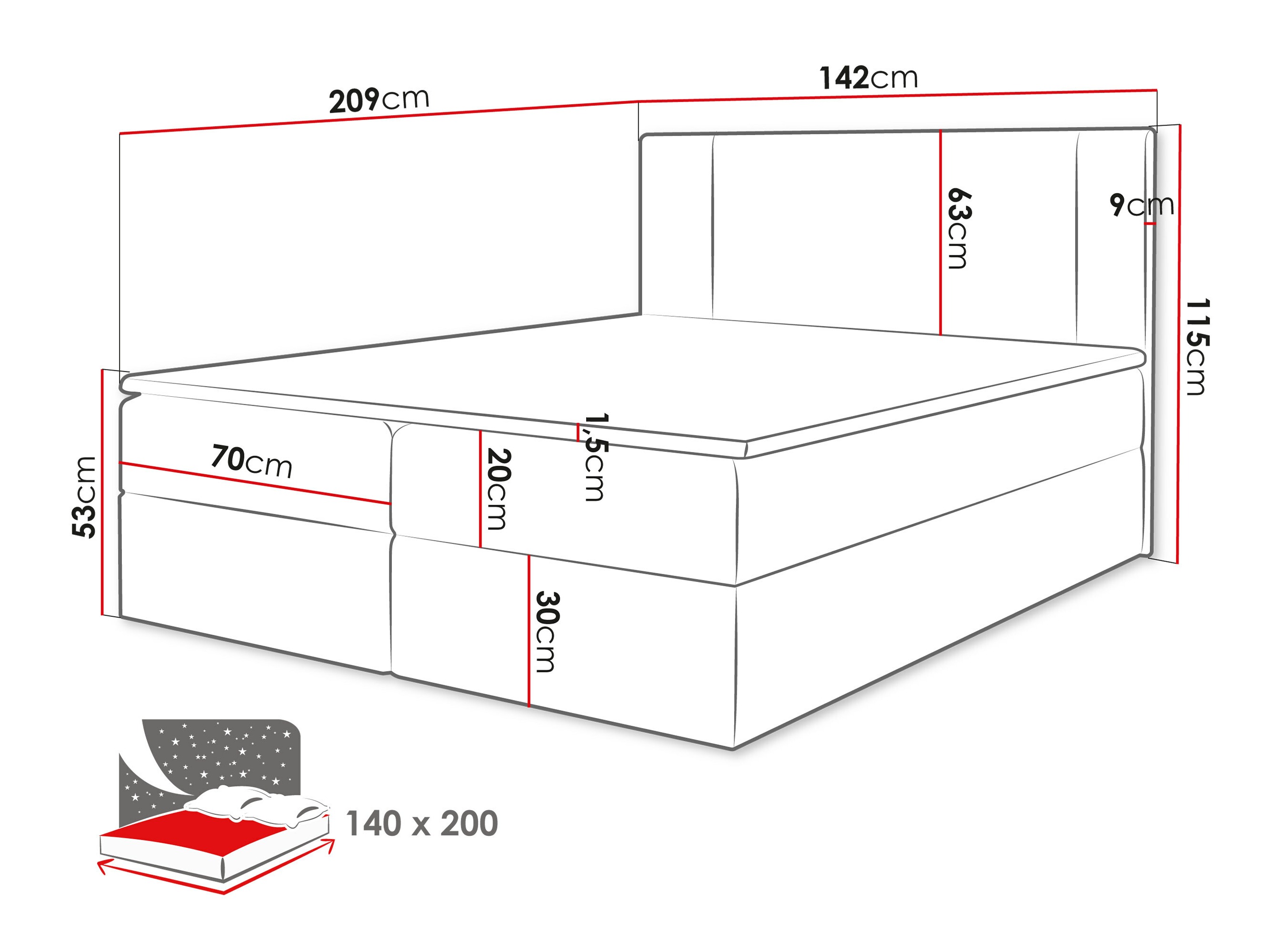 Boxspring postelja Zanesville 101 (Manila 02)