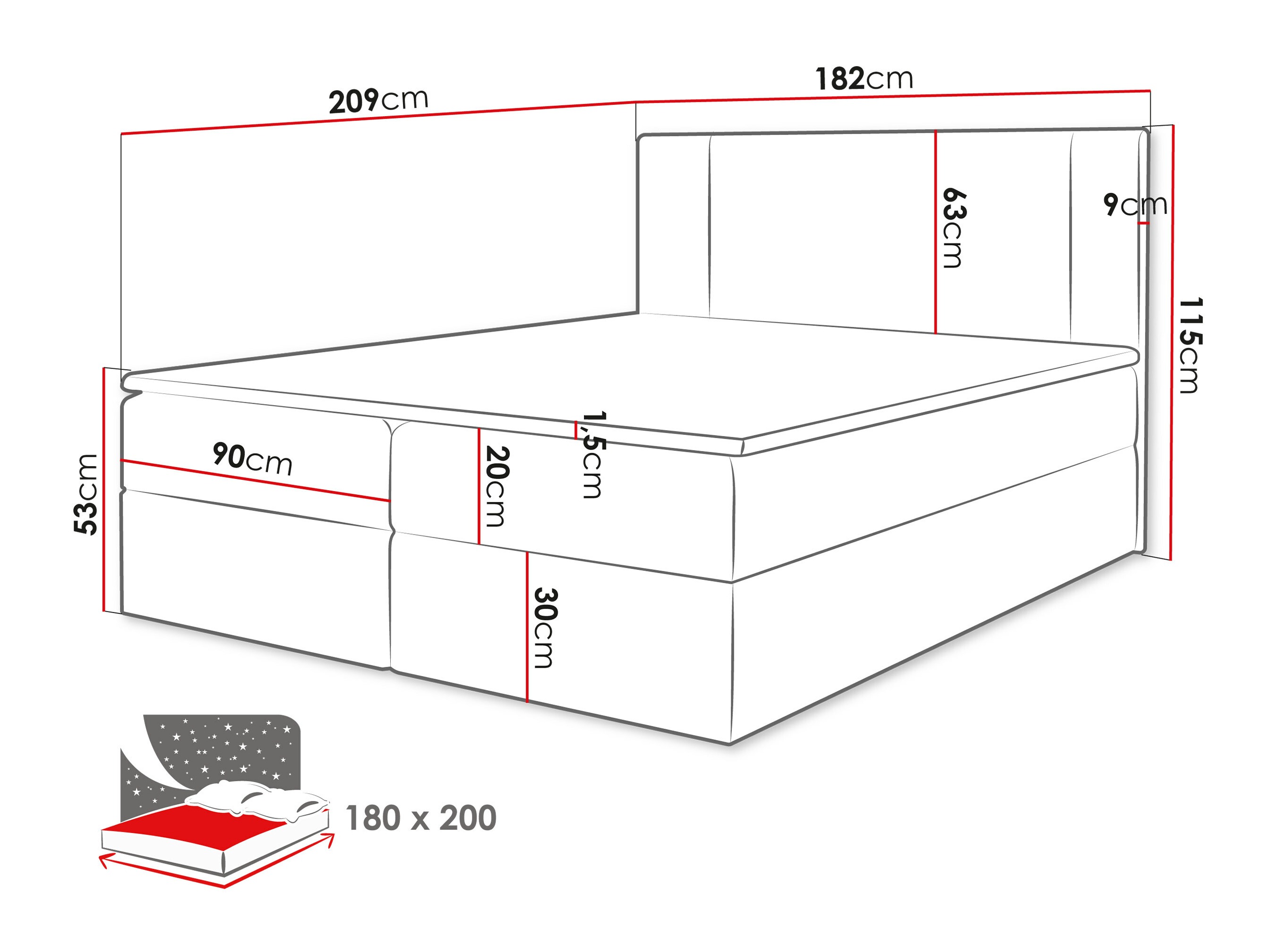 Boxspring postelja Zanesville 101 (Manila 02)